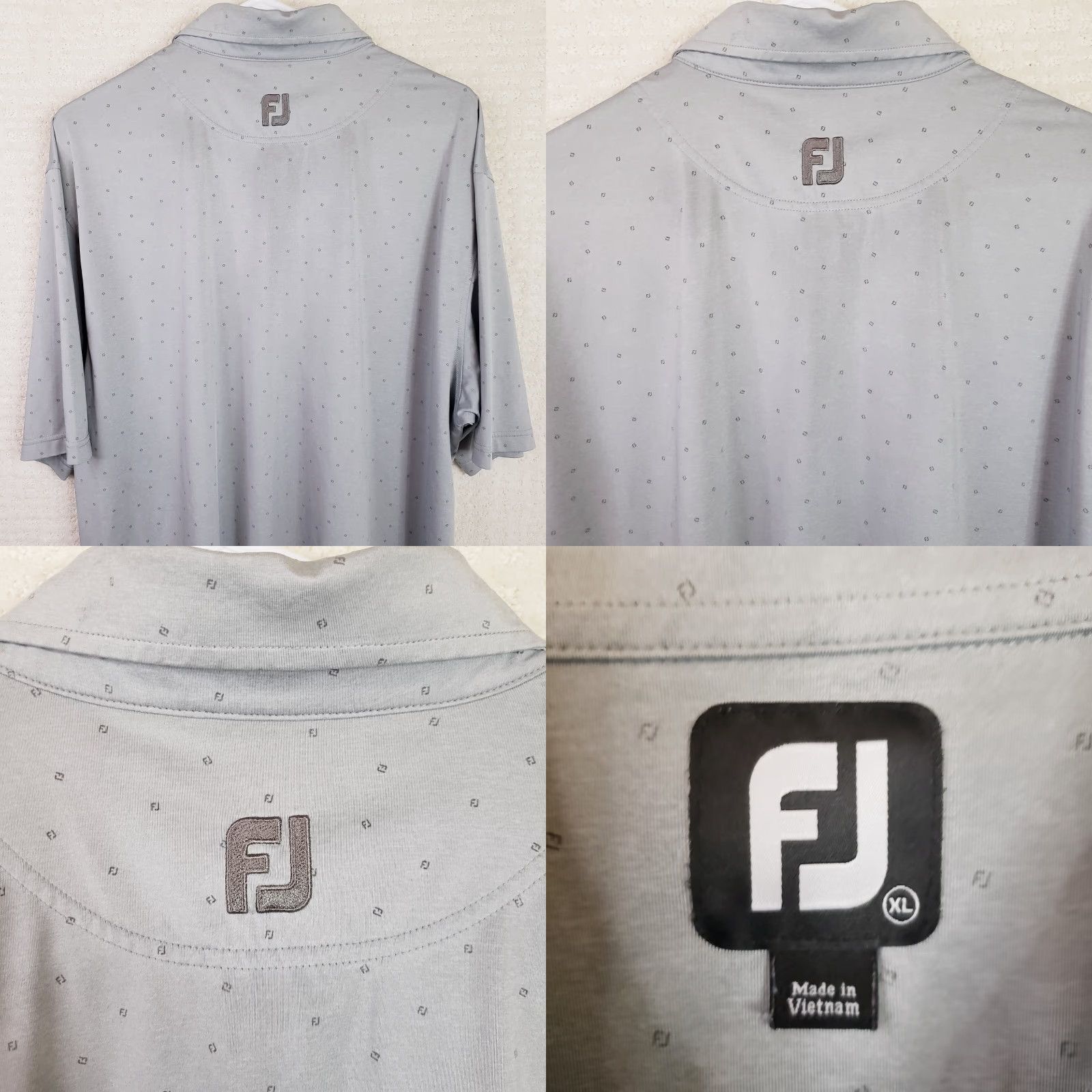 Footjoy FJ Footjoy Polo Shirt Mens XL Gray Black Geometric Dots Short Sleeve Golf Size US XL / EU 56 / 4 - 8 Thumbnail
