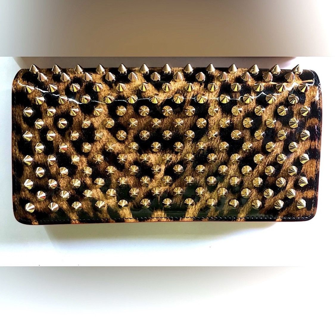 Christian Louboutin Macaron Leopard Panettone Studded Wallet Wristlet Clutch Size ONE SIZE - 6 Thumbnail