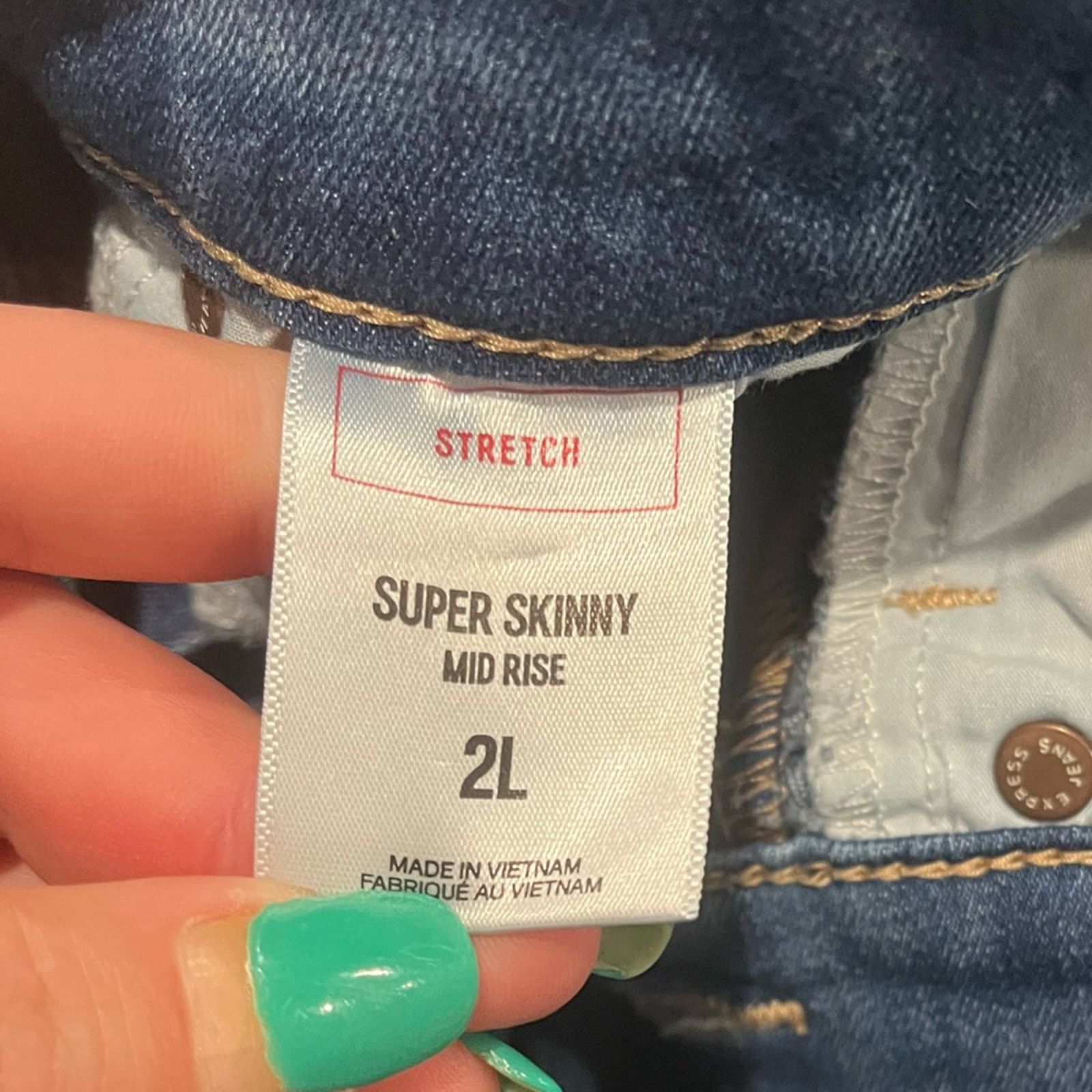 Express Express Super Skinny Jeans Mid Rise Whisker Distressed 2L Size 26" / US 2 / IT 38 - 8 Thumbnail