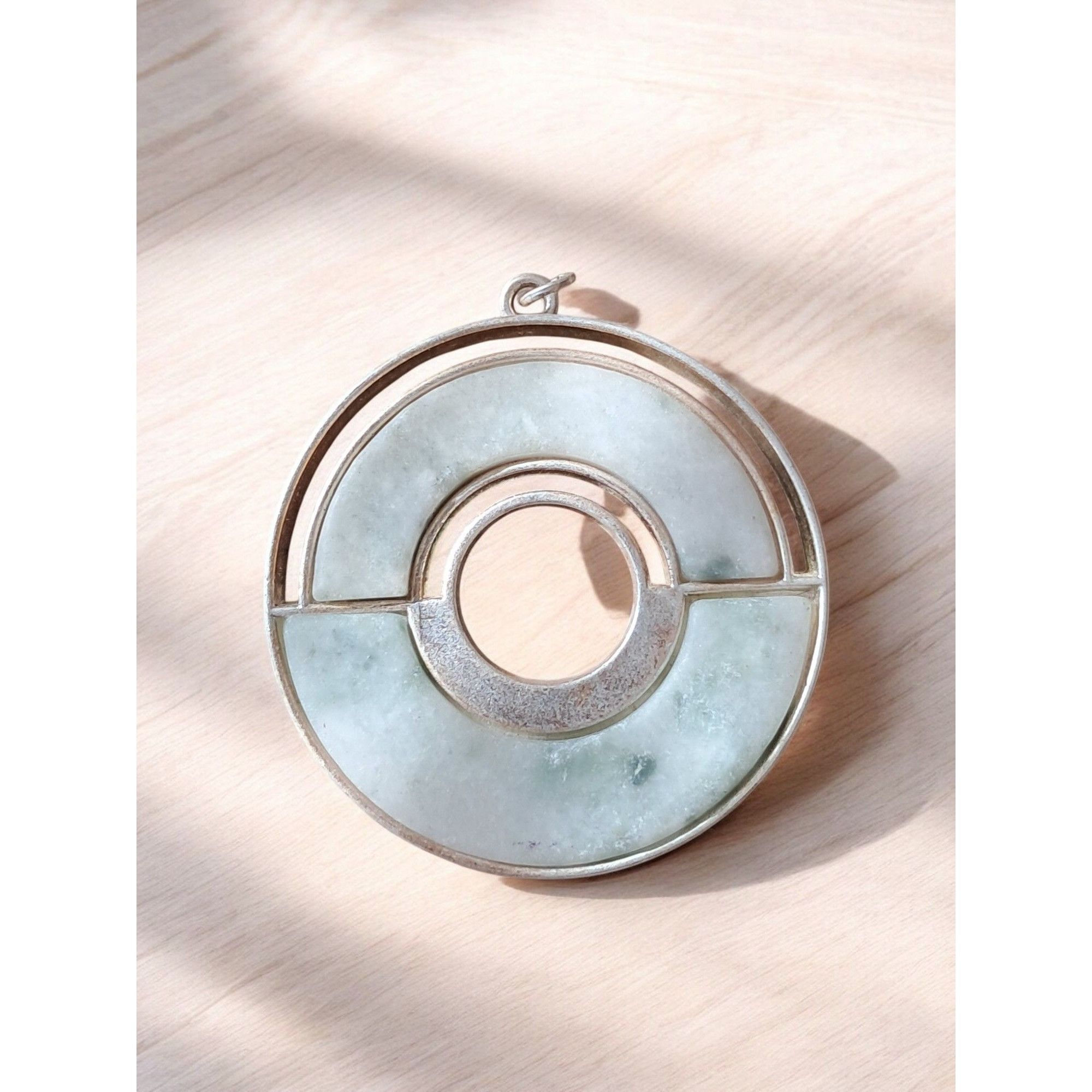 Other Jade Bi-Disc Pendant in Silver Frame. 2"x 2" Size ONE SIZE - 1 Thumbnail