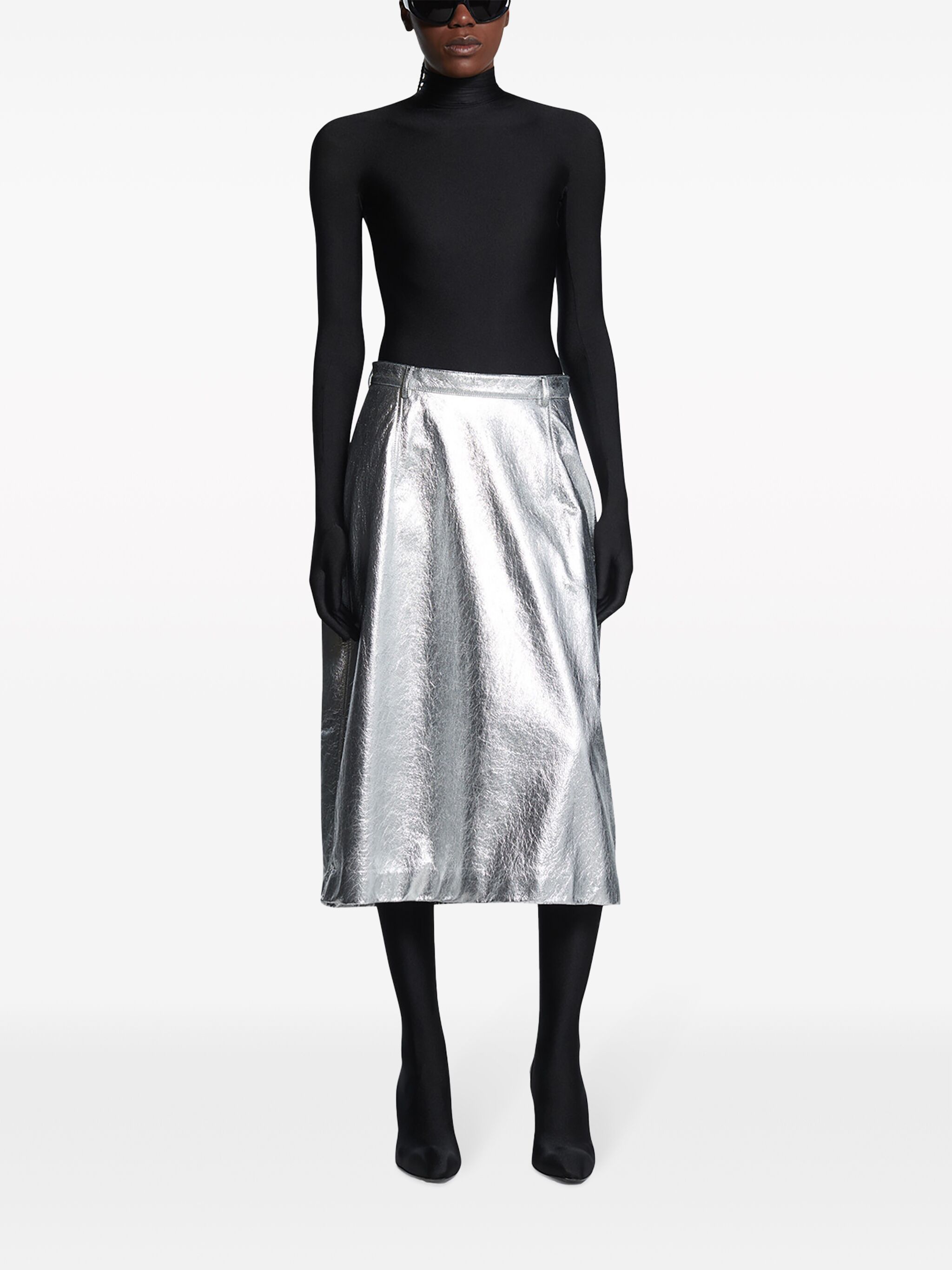 Balenciaga o1srvl11e1124 Large Skirt in Silver Size 28" / US 6 / IT 42 - 2 Thumbnail