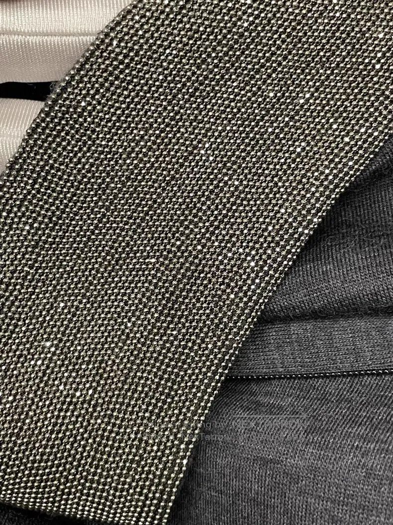 Brunello Cucinelli Brunello Cucinelli Black Gray New Wool Dress with Beaded S Size L / US 10 / IT 46 - 7 Thumbnail