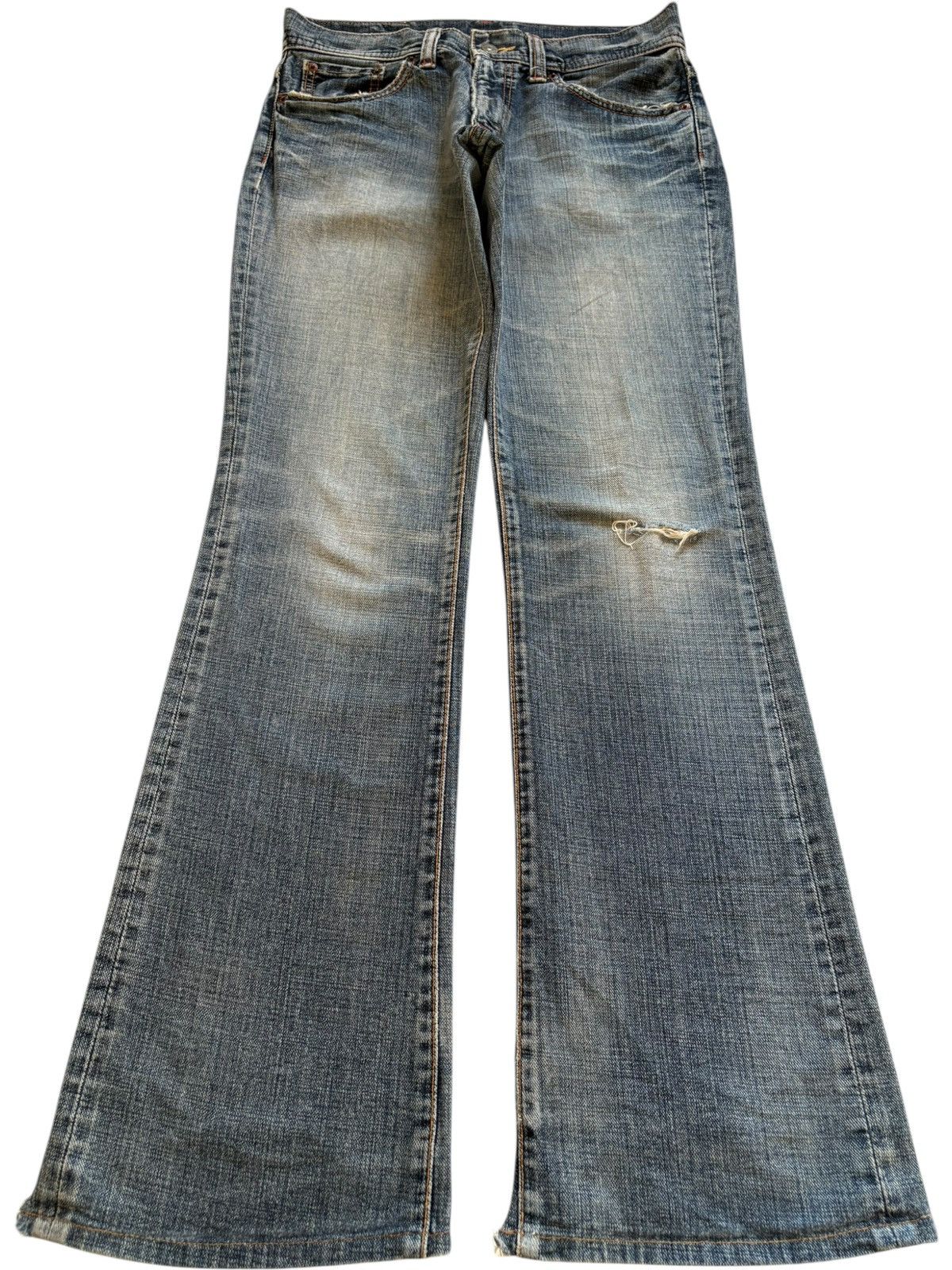 Vintage Japanese Brand Faded Wash Distress Rip Flare Jeans