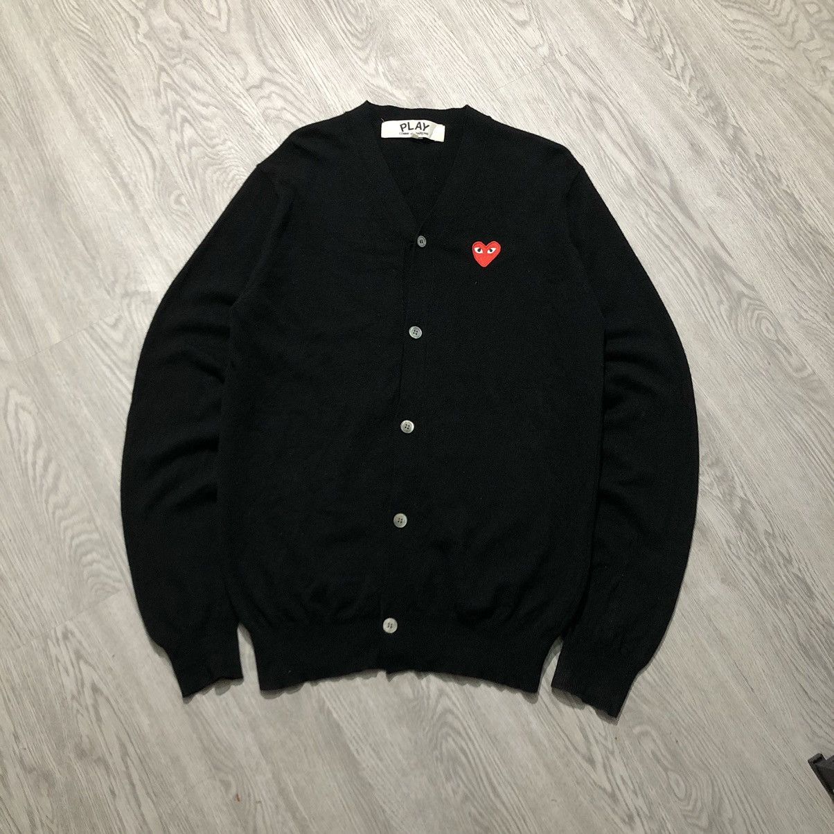 Comme Des Garcons Play Small Heart Cardigan Wool Black
