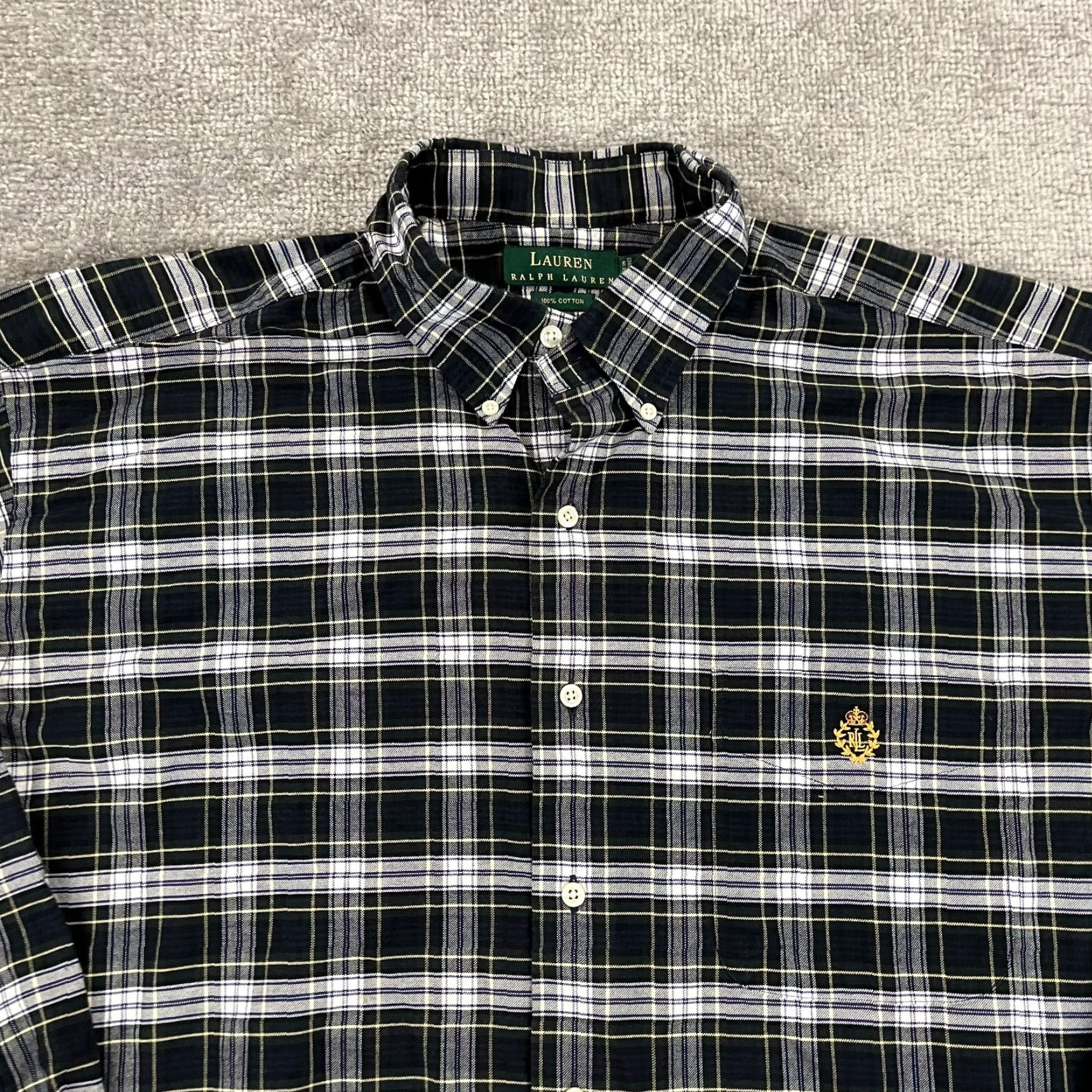 Ralph Lauren VINTAGE Lauren Ralph Lauren Dress Shirt Men XL Tartan Plaid Button-Down Long Sleeve Classic Casual Size US XL / EU 56 / 4 - 2 Thumbnail