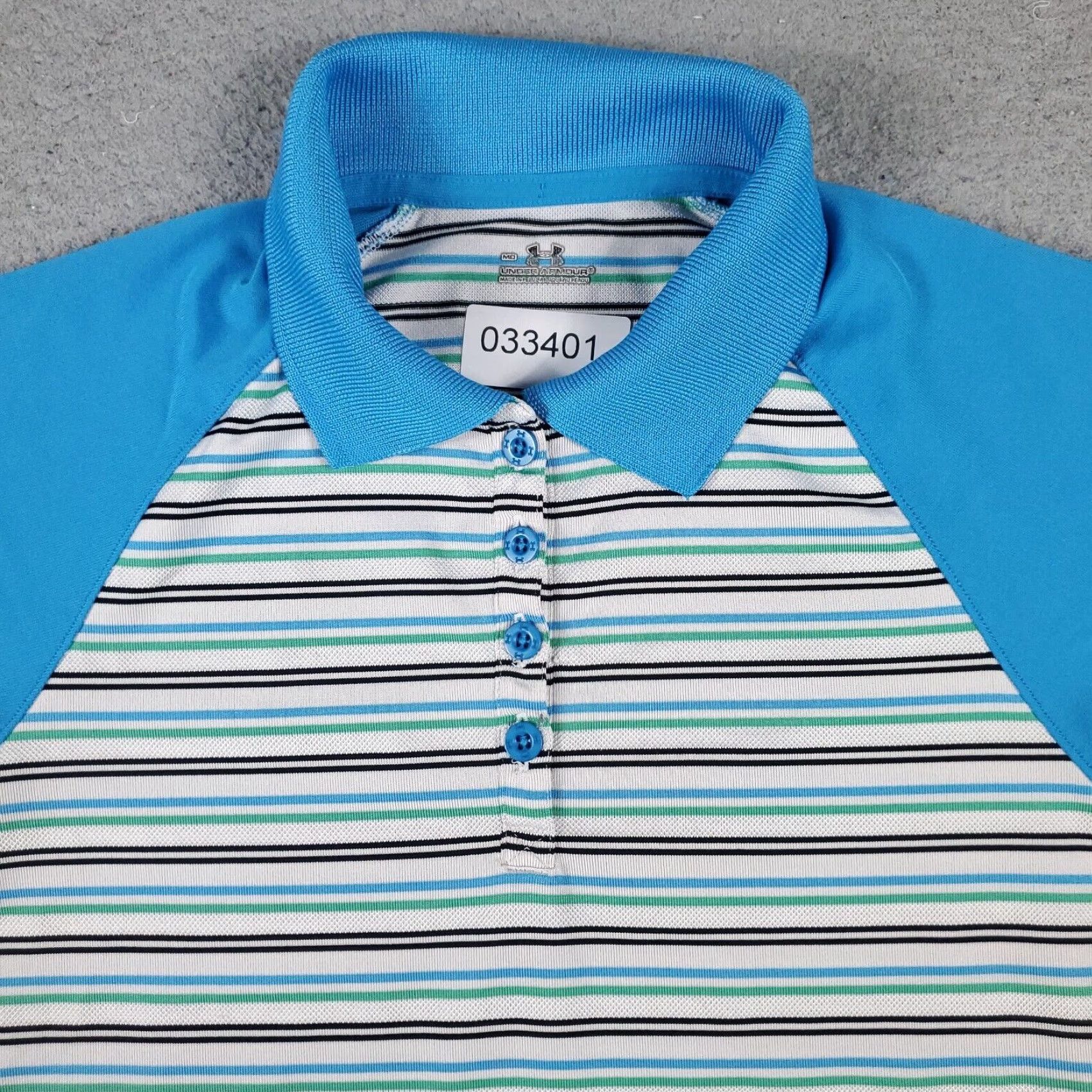 Under Armour VINTAGE Under Armour Polo Shirt Womens M Blue Striped Golf Ladies Short Sleeve Size M / US 6-8 / IT 42-44 - 2 Thumbnail
