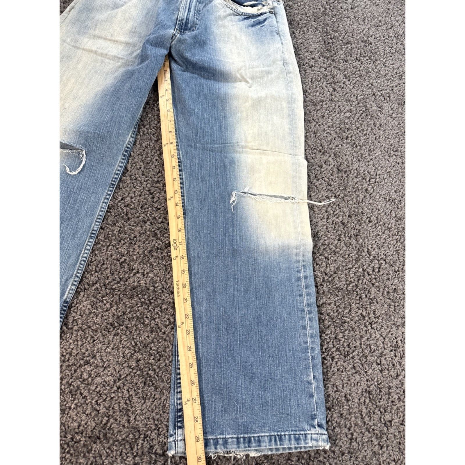 Old Navy VINTAGE Old Navy Jeans Mens 32x30 Distressed Acid Wash Blue Wide-Leg 90s Mens Size US 32 / EU 48 - 2 Thumbnail