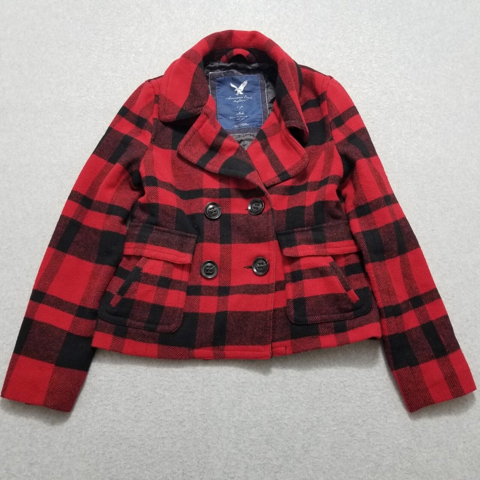 American Eagle Outfitters American Eagle Coat Jacket Womens Small Plaid Pockets Short Size S / US 4 / IT 40 - 1 Thumbnail