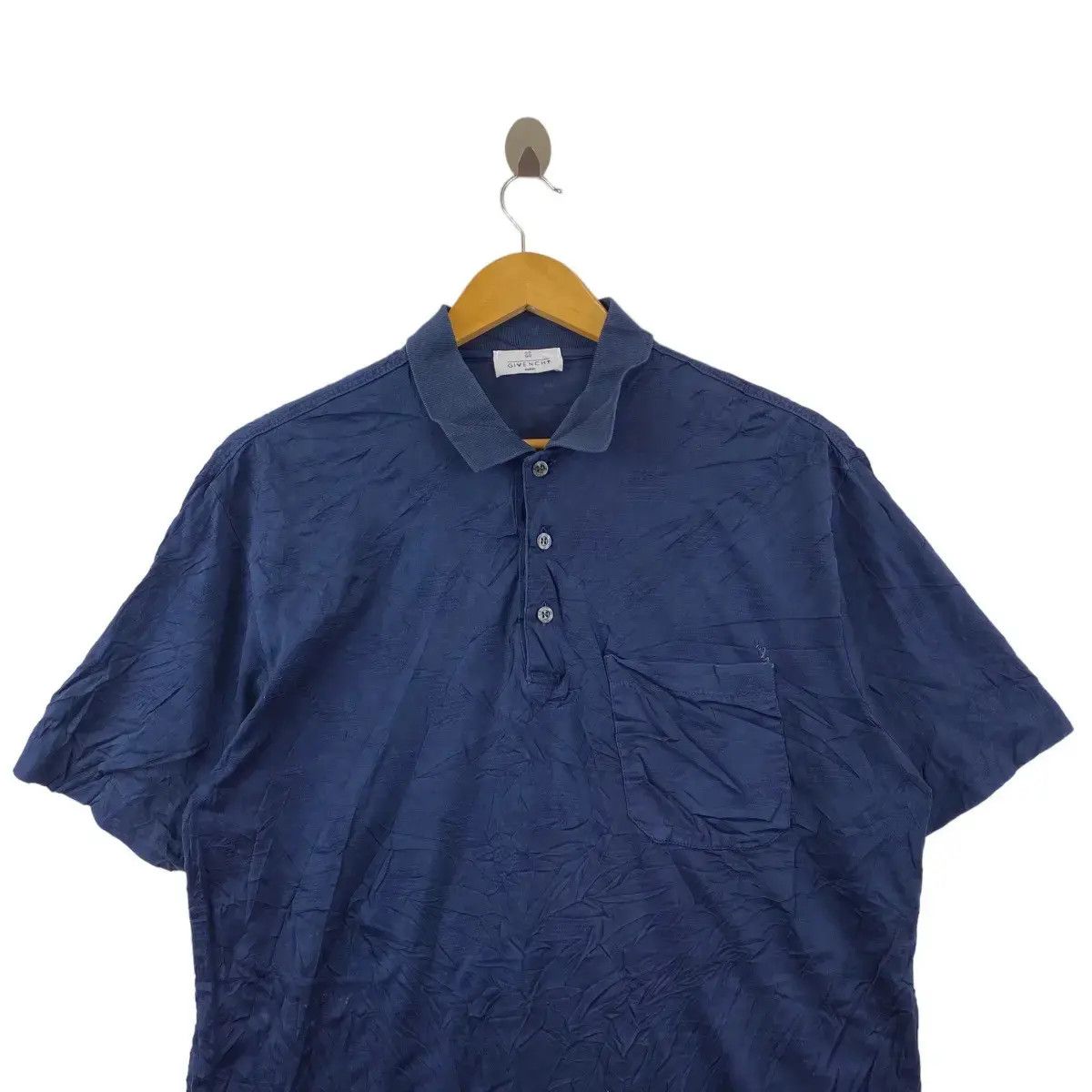 Givenchy × Vintage Vintage GIVENCHY PARIS Made In Italy Plain Blue Polo Tee Size US M / EU 48-50 / 2 - 2 Thumbnail