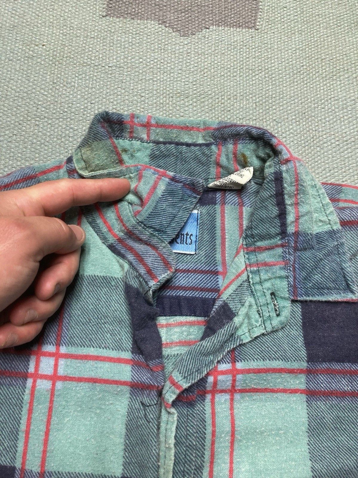 Vintage 80s flannel shirt brushed cotton blue plaid soft men’s XXL Size US XXL / EU 58 / 5 - 5 Thumbnail
