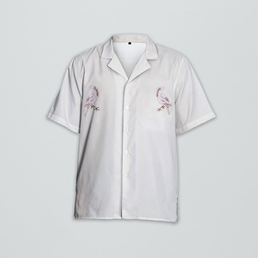 Designer Bird Graphic Short-Sleeve White Shirt – Clean Cut Size US M / EU 48-50 / 2 - 1 Thumbnail