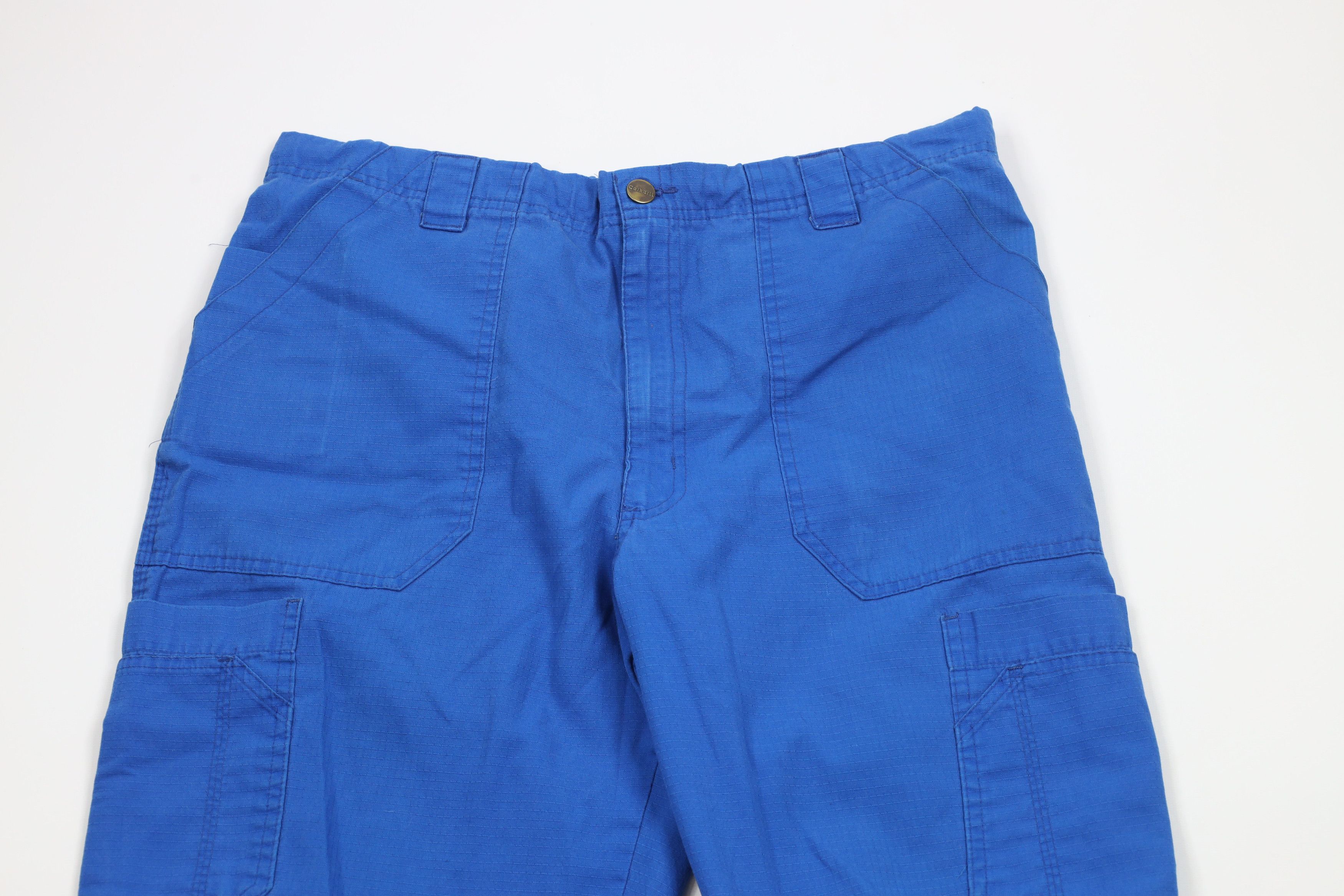 Carhartt × Vintage Vintage Y2K Carhartt Wide Leg Cargo Pants Blue Cotton Size US 34 / EU 50 - 2 Thumbnail
