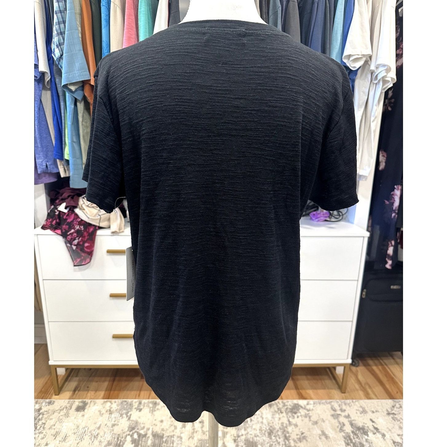 Treasure & Bond Treasure & Bond Women's BLack V Neck Textured T Shirt M NWT Size M / US 6-8 / IT 42-44 - 4 Thumbnail