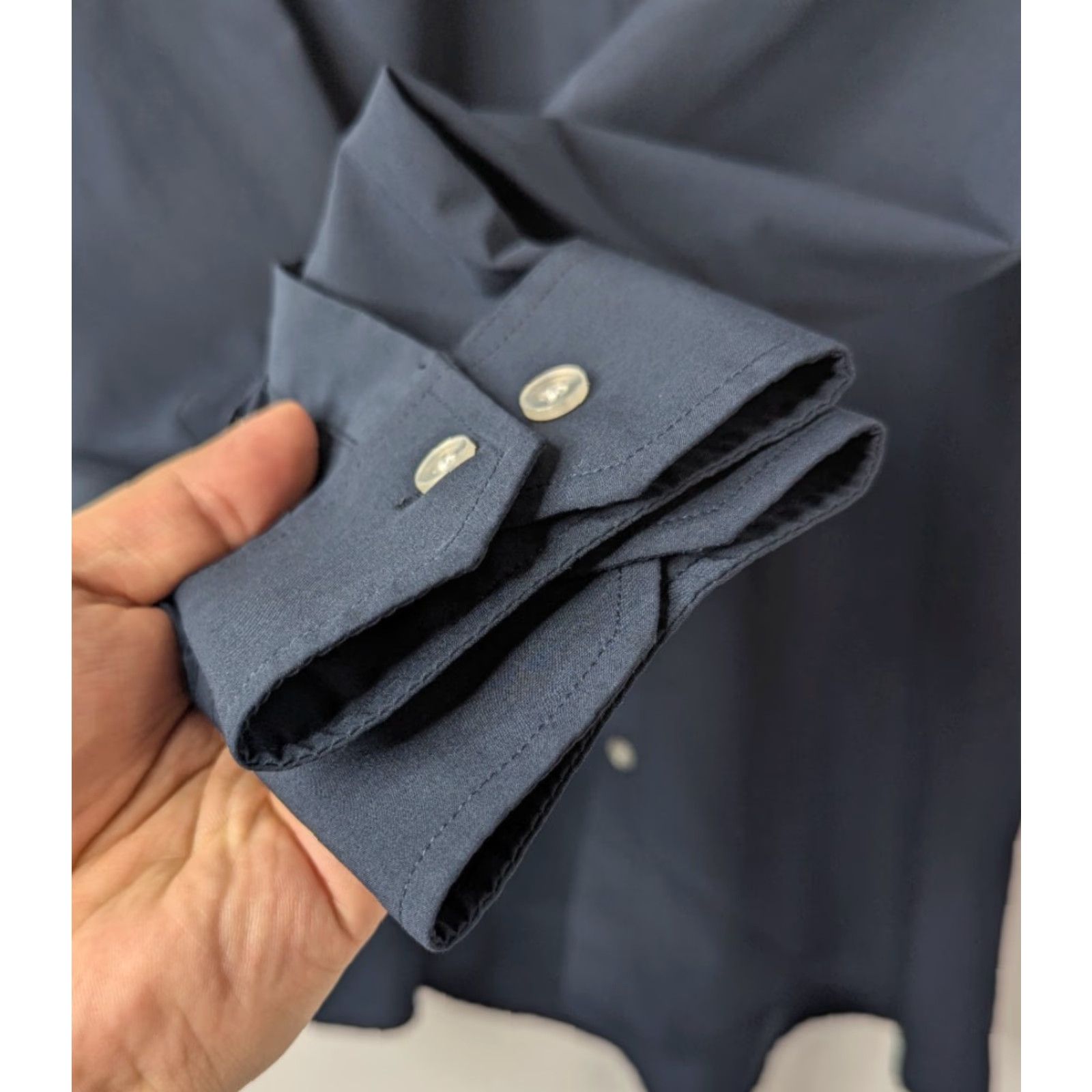 J Brand & Collar Brand Shirt Men’s Small Slim Navy Button-Up Performance Stretch Modern Convenience Size 36R - 3 Thumbnail