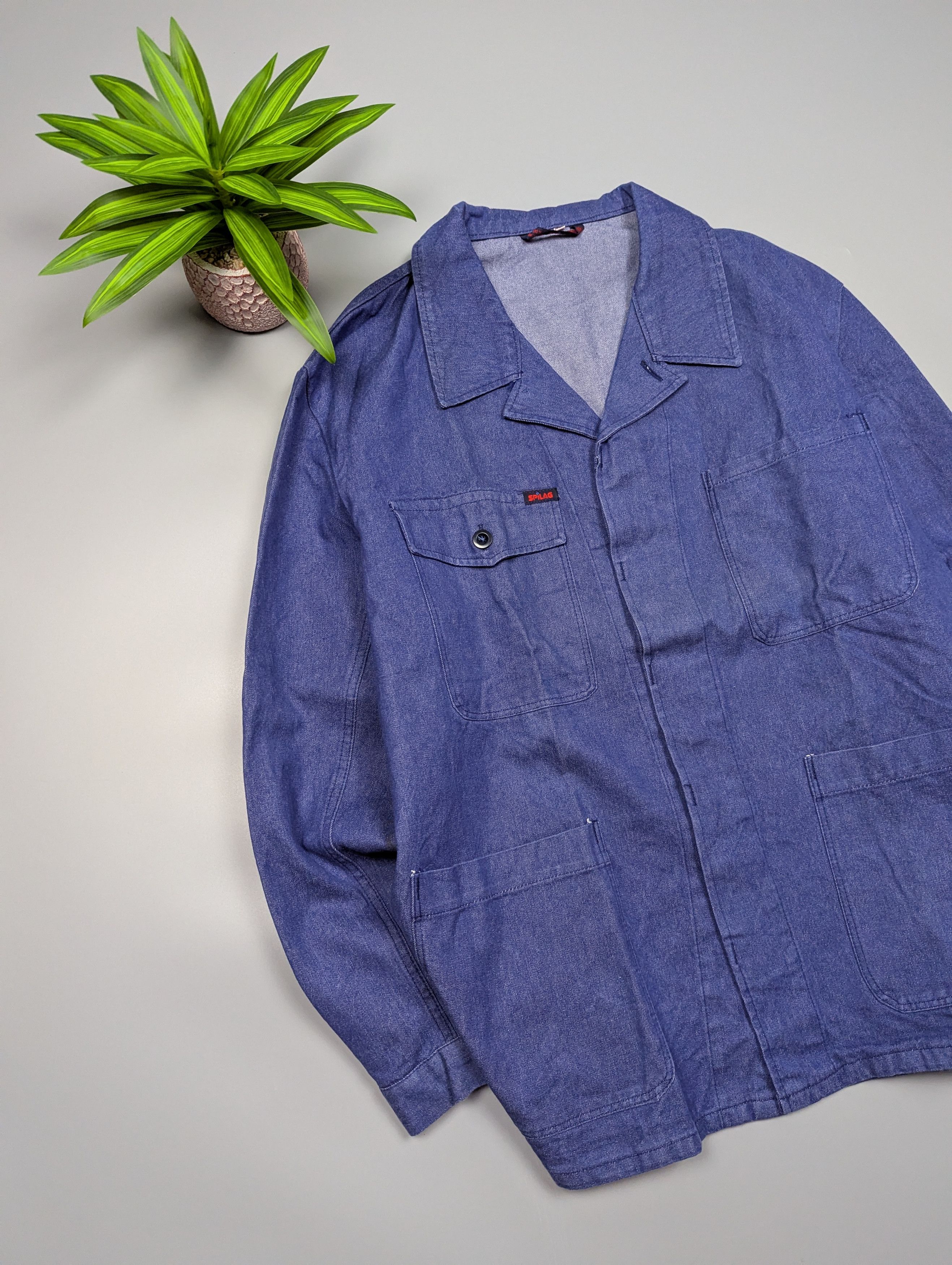 Vintage Spilag Men’s Vintage French Denim Jacket XXL Blue Workwear Size US XXL / EU 58 / 5 - 1 Thumbnail