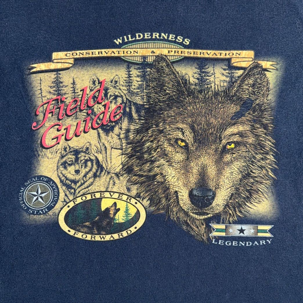 Vintage VINTAGE Outdoor Gear Wolf Shirt Adult MEDIUM Blue 90s Nature Wolves Long Sleeve Cotton Crew Neck Men Shirt Size US M / EU 48-50 / 2 - 2 Thumbnail