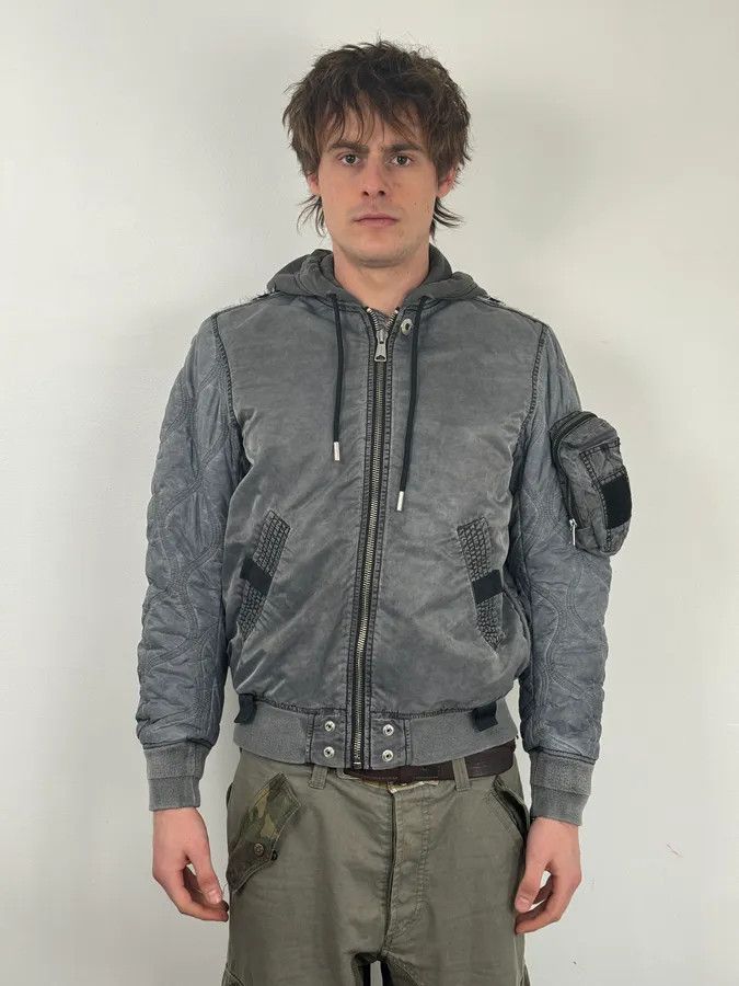 Diesel Diesel Grey Aero Hooded Bomber Jacket Size US S / EU 44-46 / 1 - 2 Thumbnail