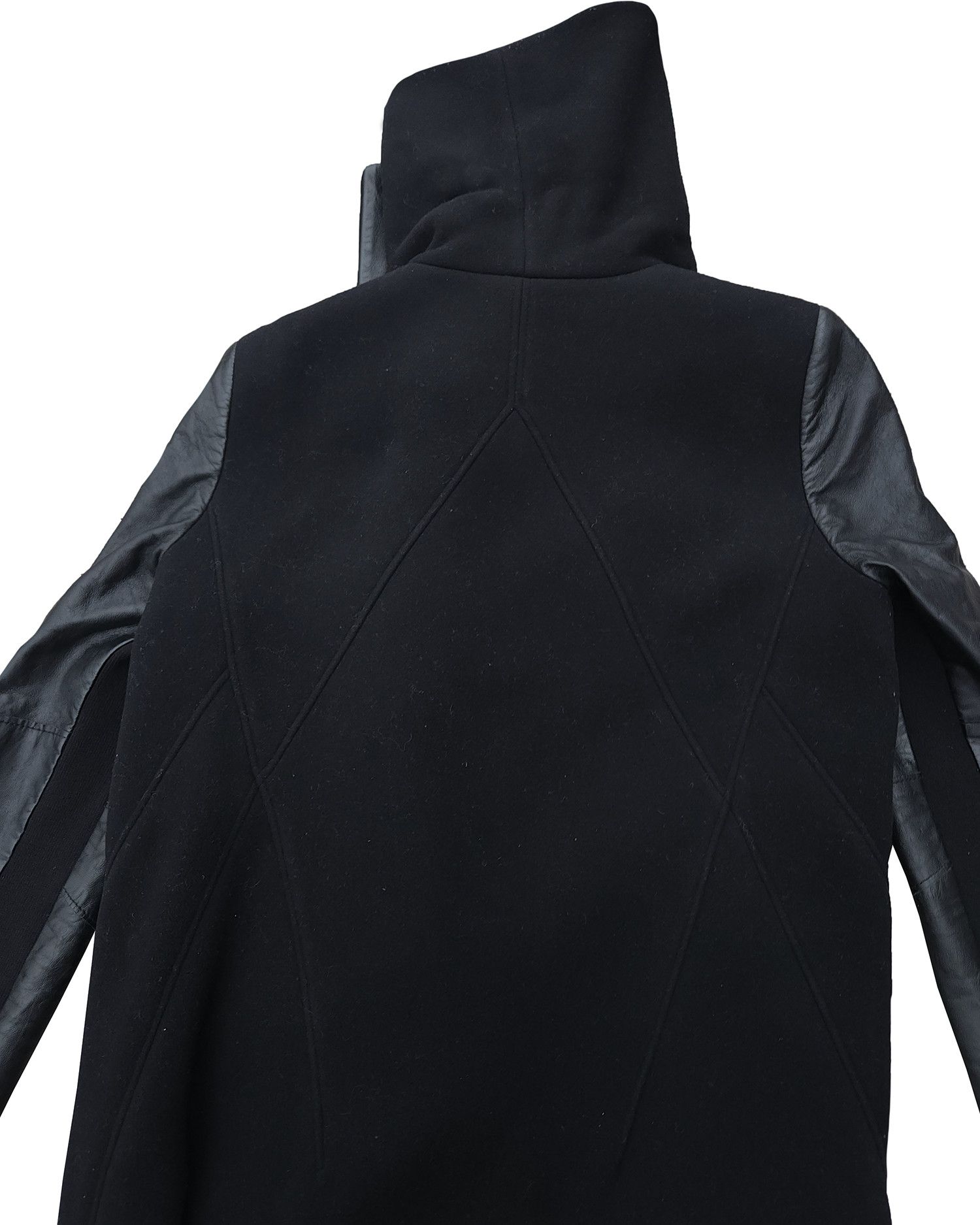 Helmut Lang Helmut Lang Leather Sleeve Wool Coat Size S / US 4 / IT 40 - 4 Thumbnail