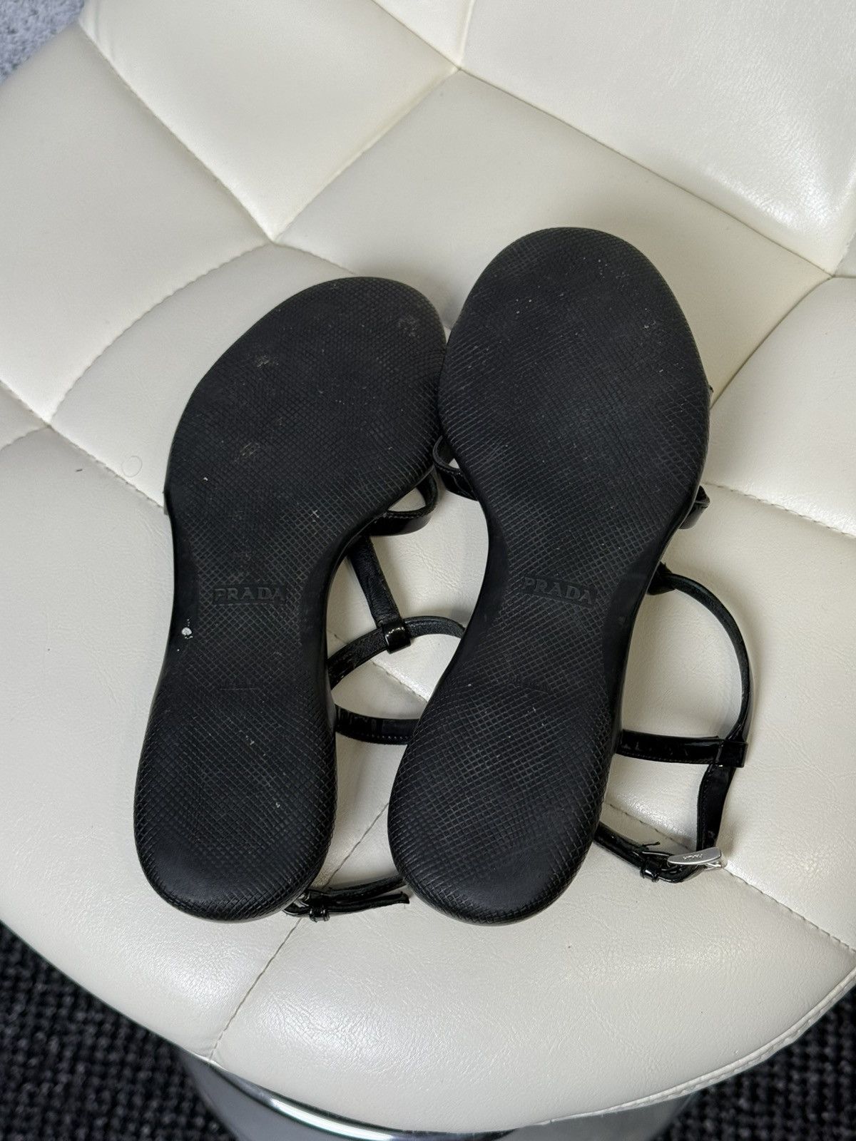 Prada Prada Linea Rossa Sandals Patent Leather T Strap Flat Shoes Size US 6 / IT 36 - 19 Thumbnail