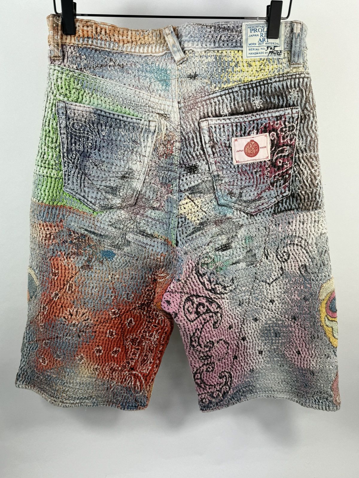Proleta Re Art X ERI GLITCH DISTRESSED PATCHWORK SHORTS Size US 32 / EU 48 - 2 Thumbnail