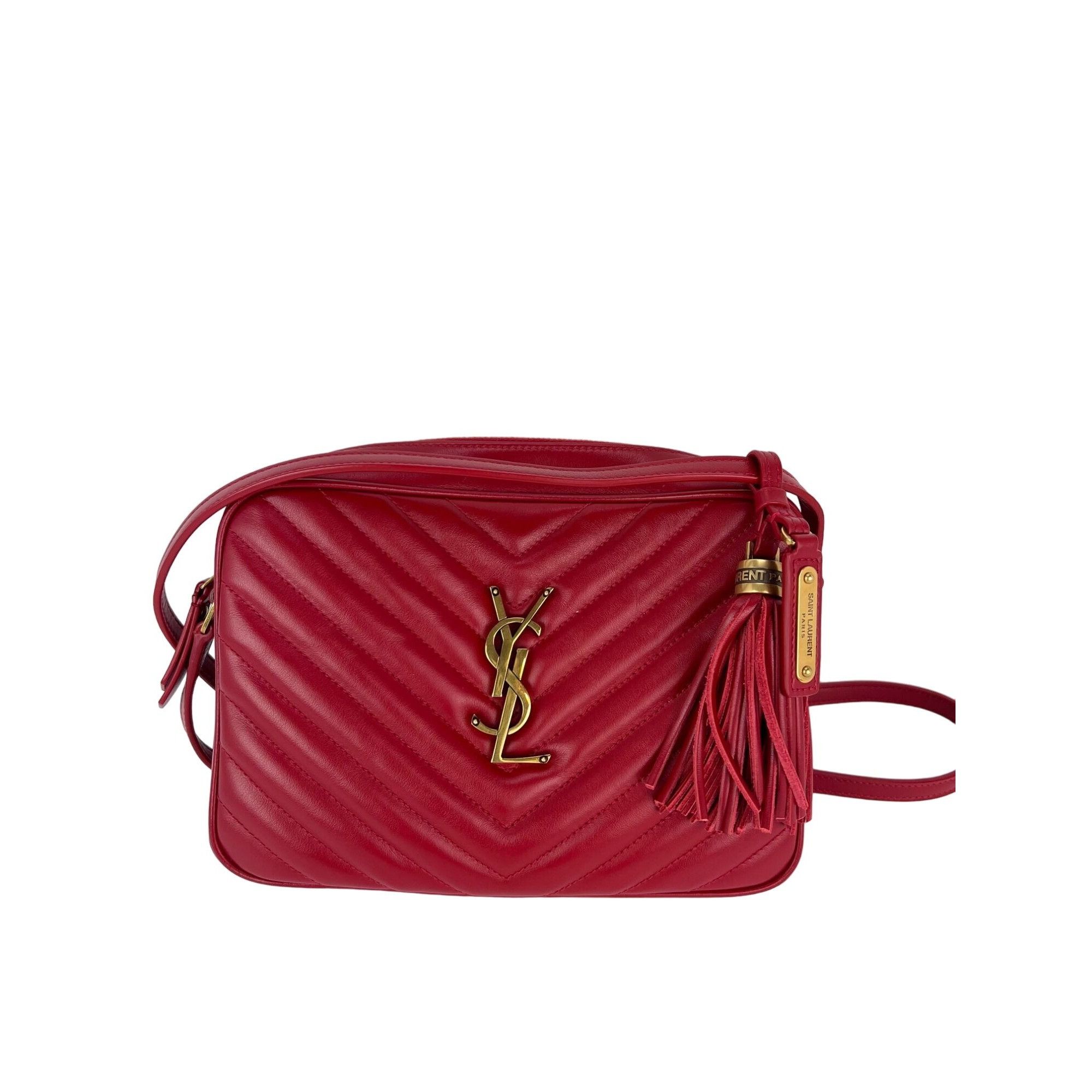 Yves Saint Laurent YVES SAINT LAURENT Matelasse Calfskin Lou Camera Red Crossbo Size ONE SIZE - 1 Thumbnail