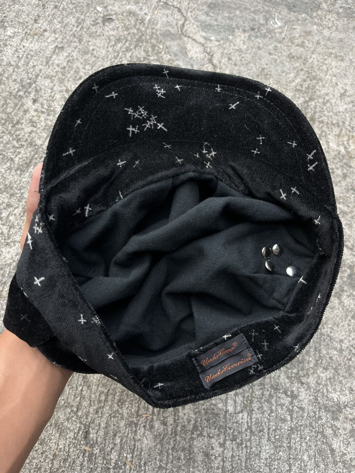 Japanese Brand × Undercover Undercover AW02 Velour Cross Pattern Hat Size ONE SIZE - 12 Thumbnail