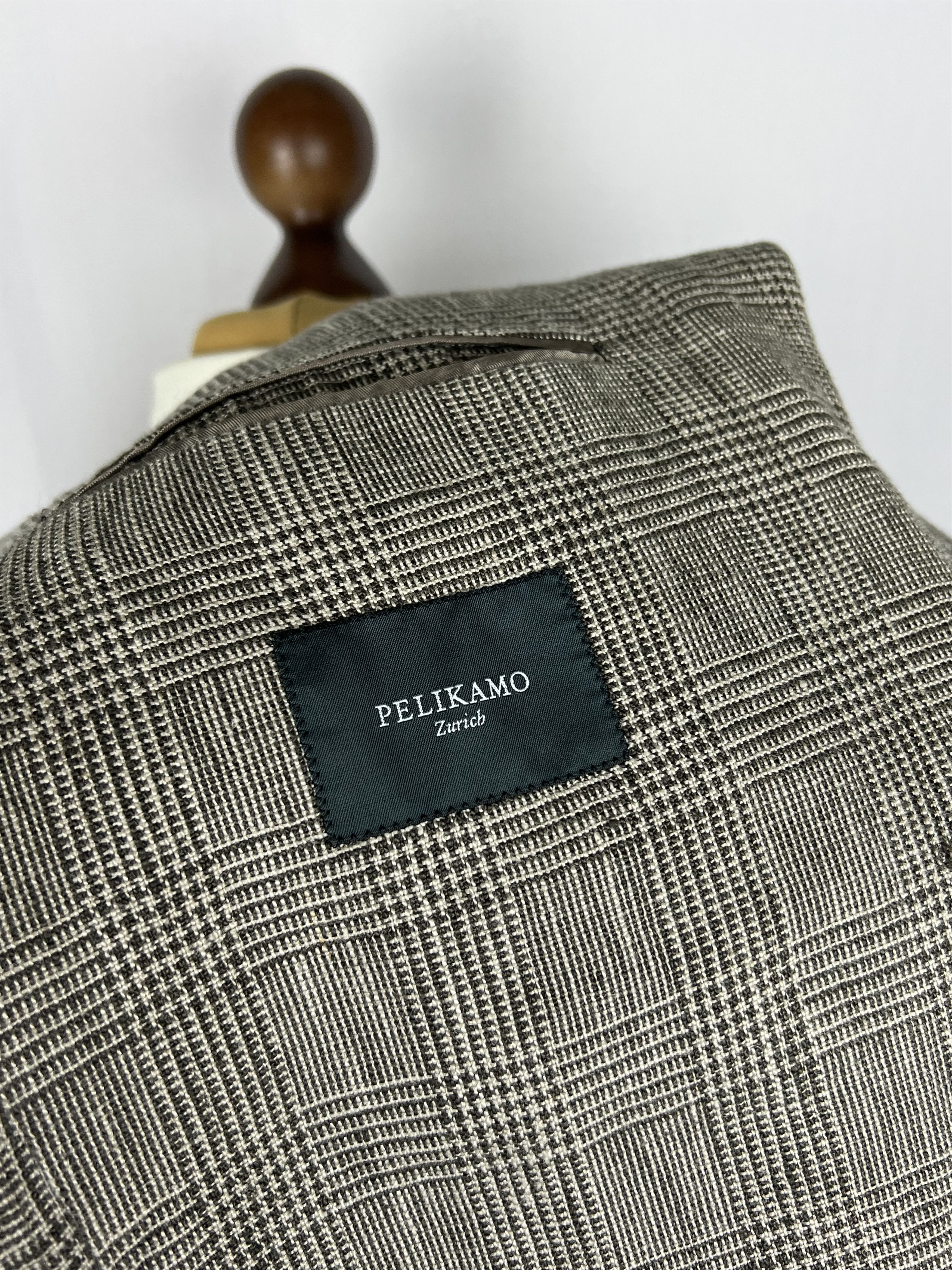 Italic PELIKAMO Zurich Beige-Gray Plaid Linen Unlined Sport Coat Size 38R - 10 Thumbnail
