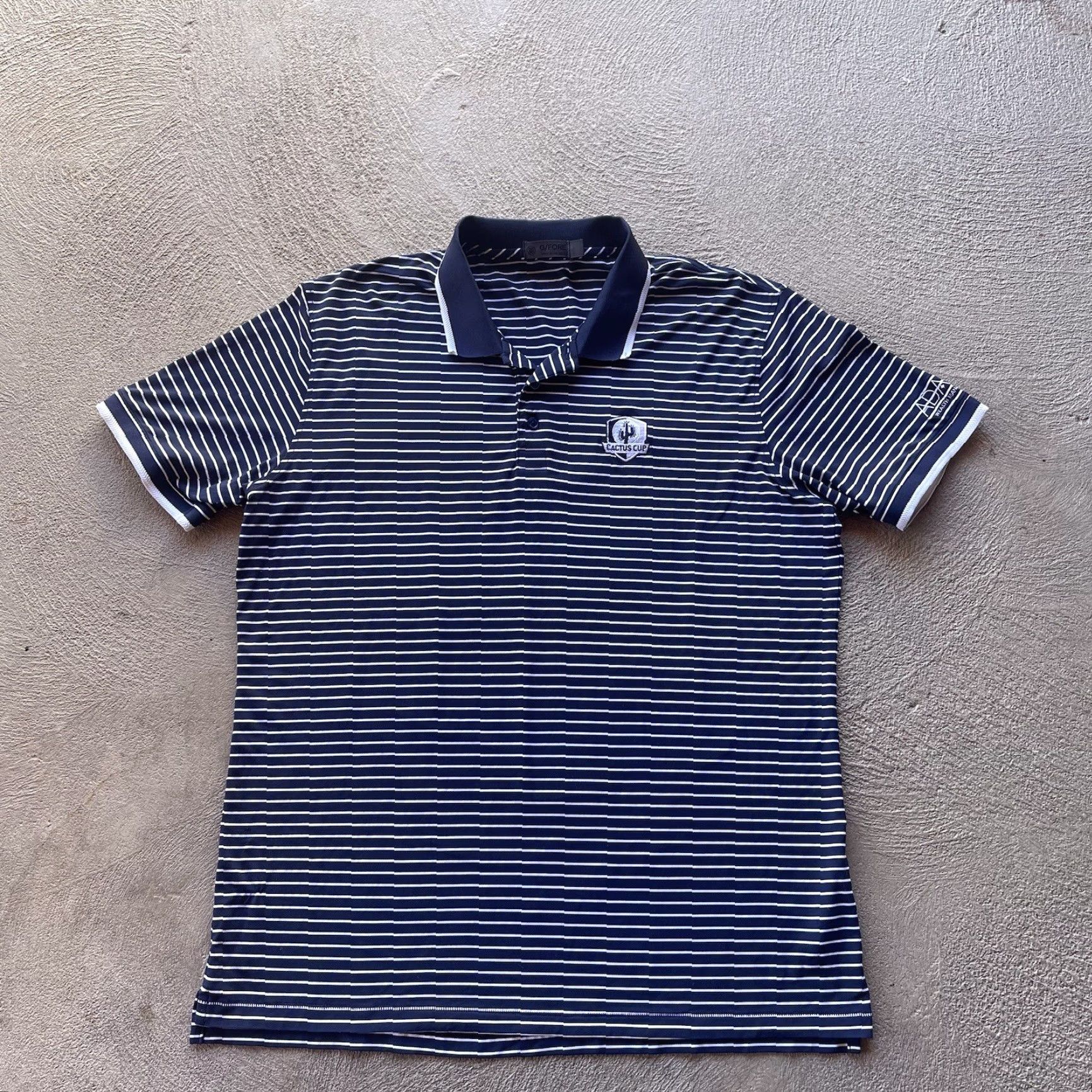 G/FORE G/Fore Polo Shirt Mens Large Blue White Performance Stretch Striped Golf Basic Size US L / EU 52-54 / 3 - 2 Thumbnail