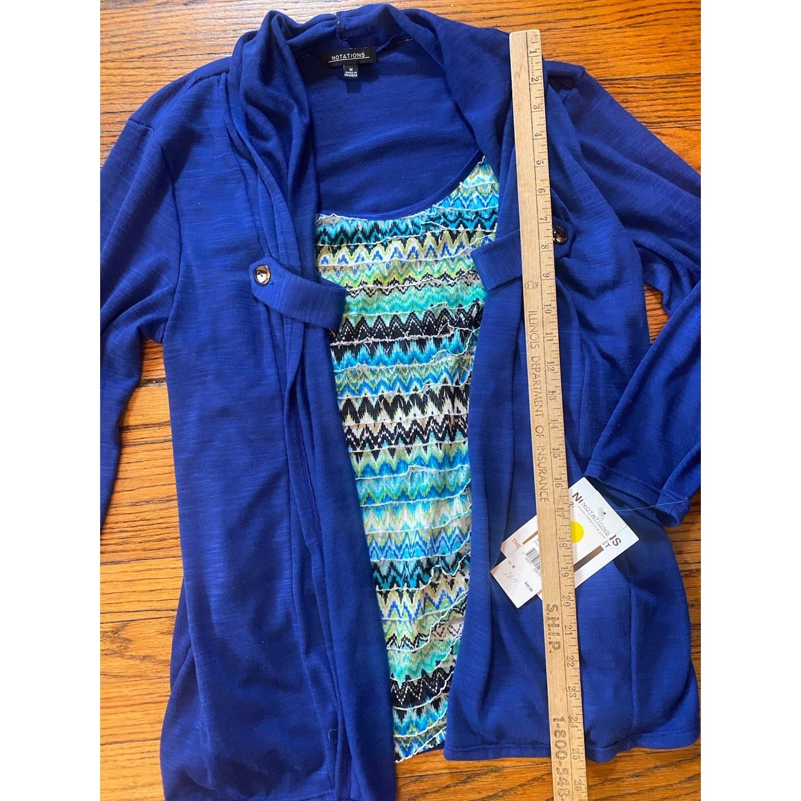 Other NWT Notations Layered Sweater Women’s Medium Blue Multi $48 Size M / US 6-8 / IT 42-44 - 8 Thumbnail