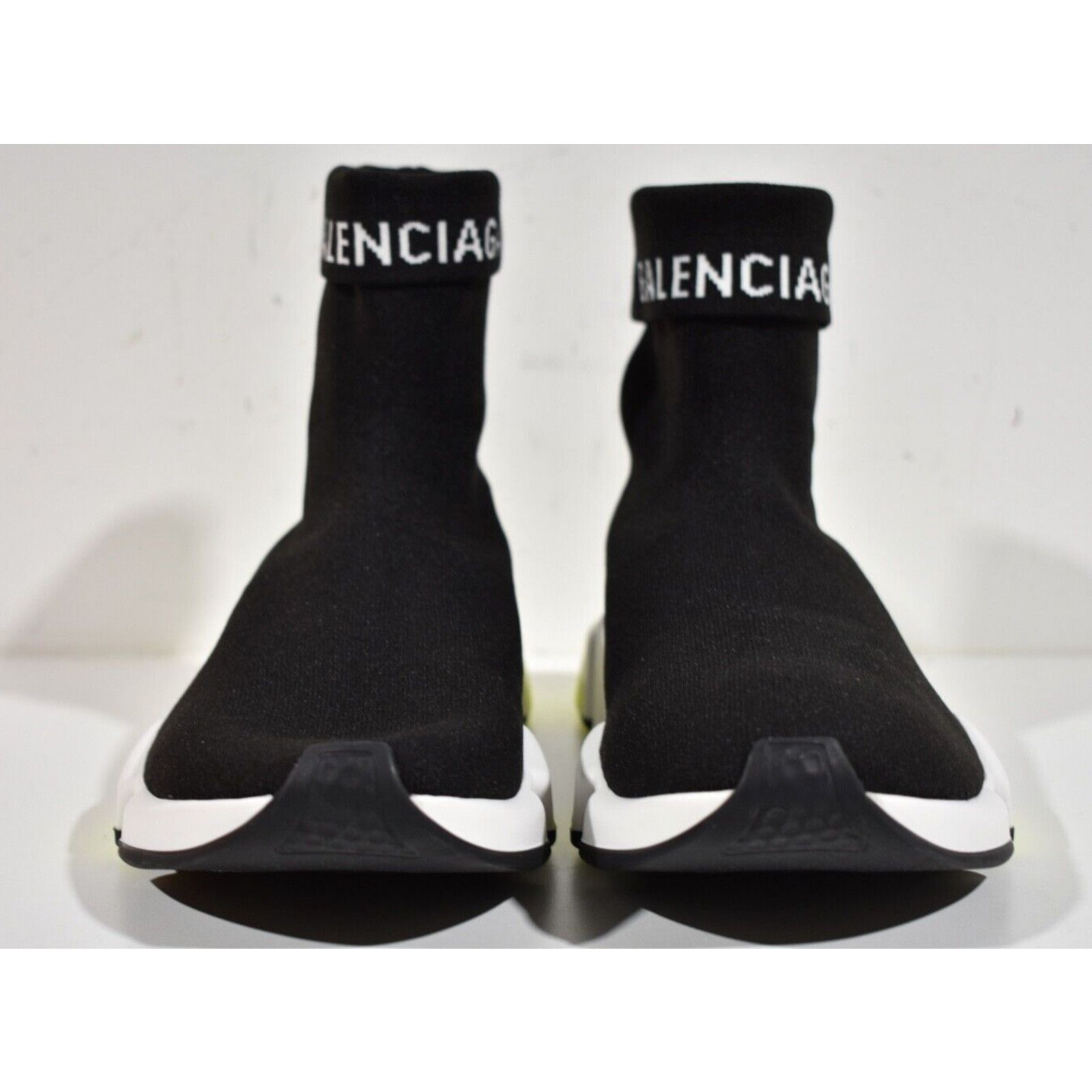 Balenciaga Balenciaga Mens Sock Speed Black White Yellow Logo Size US 10 / EU 43 - 6 Thumbnail