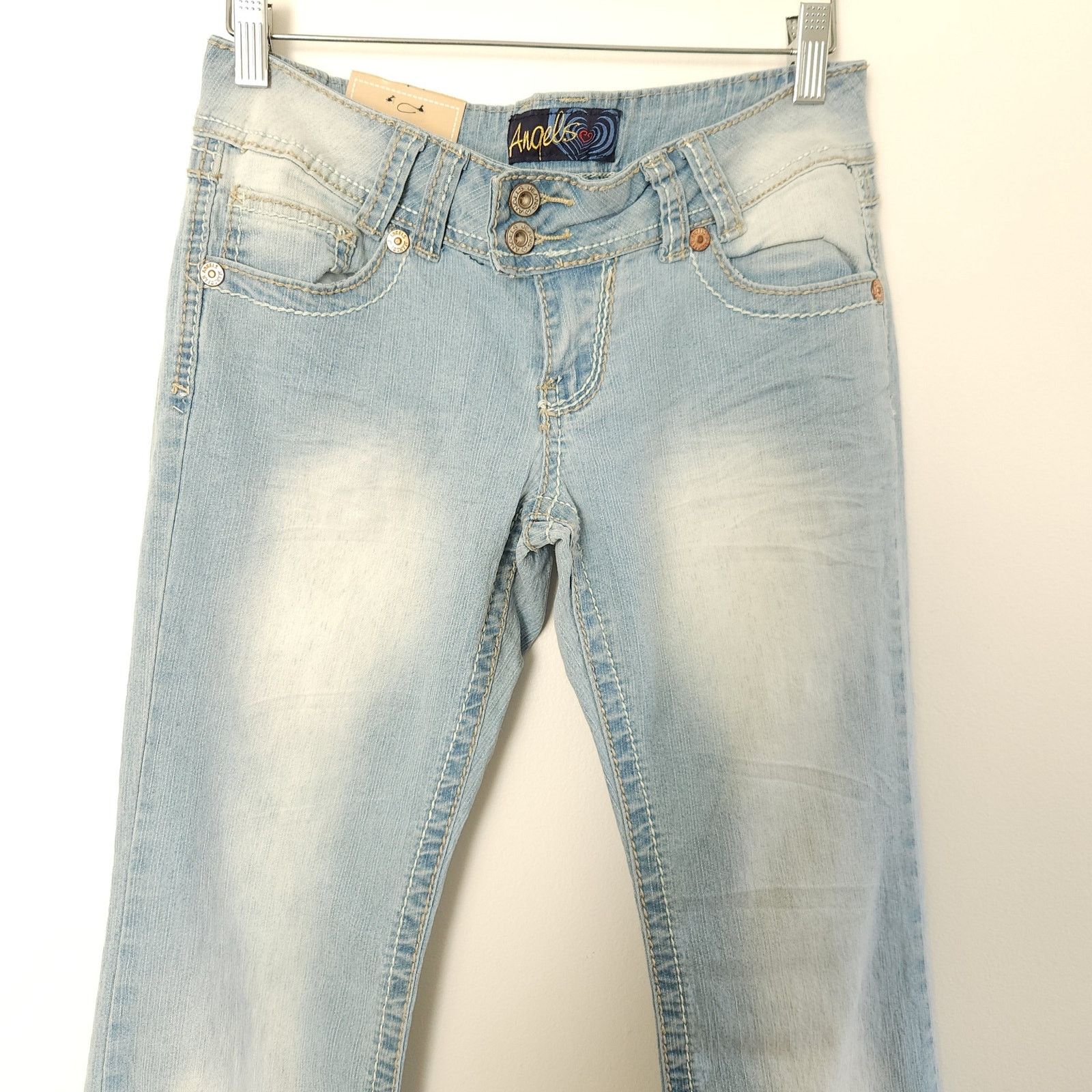 Other Y2K Deadstock Low Rise Flare Angels Light Wash Jeans 7 Size 30" / US 8 / IT 44 - 5 Thumbnail