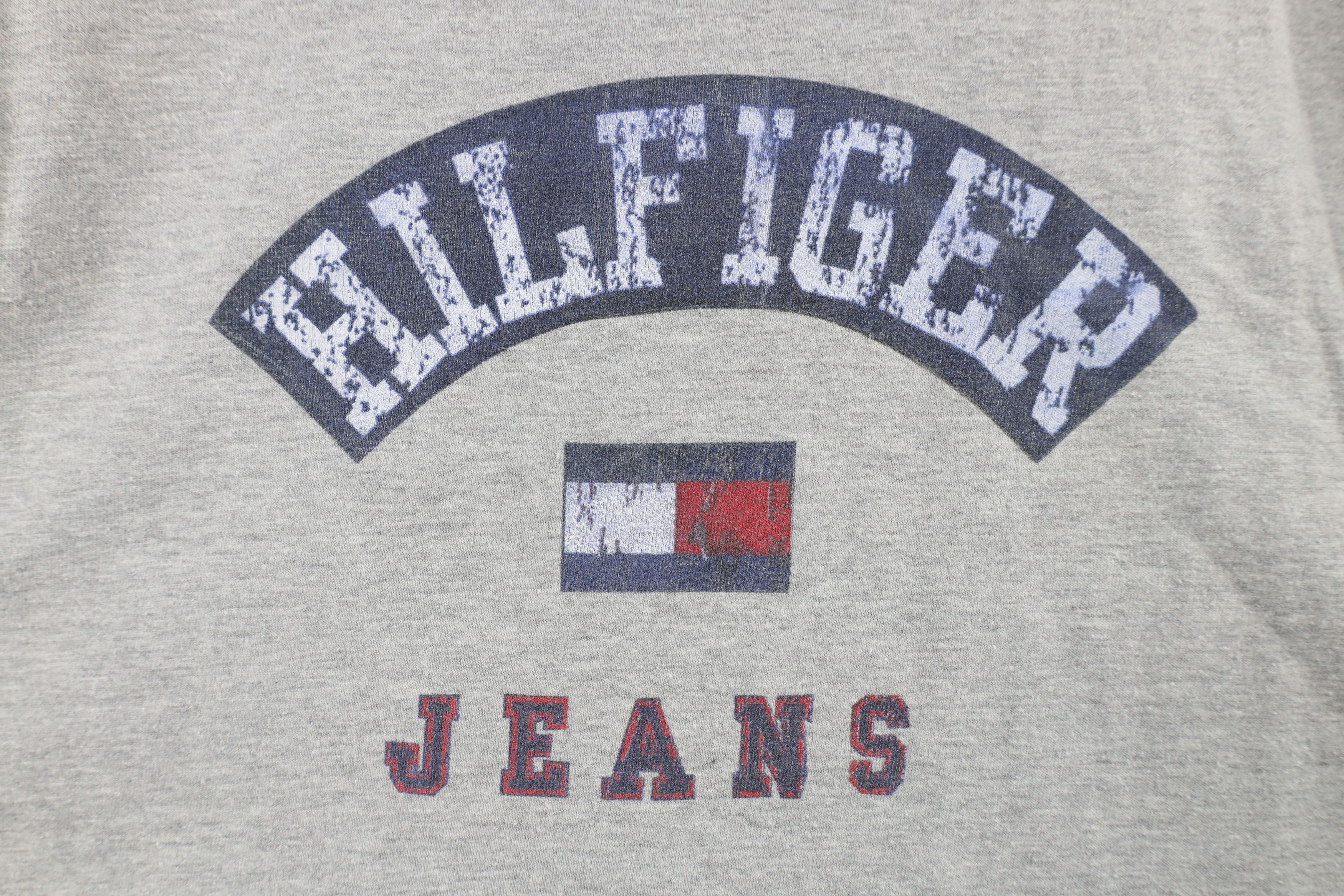 Tommy Hilfiger × Vintage Vintage 90s Tommy Hilfiger Spell Out Baggy Fit T-Shirt Gray Size US L / EU 52-54 / 3 - 4 Thumbnail