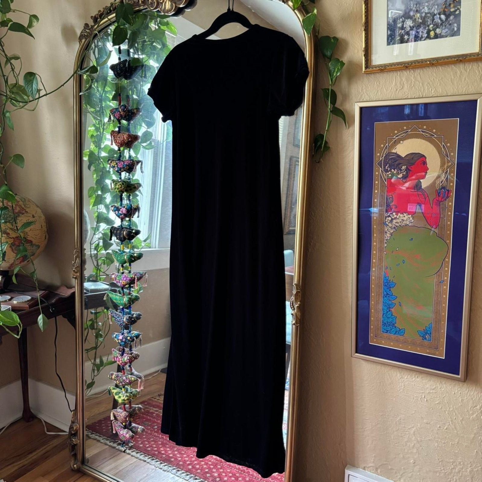 Vintage Vintage Walter Petites Velvet Maxi Dress Medium 90s Witchy Size M / US 6-8 / IT 42-44 - 5 Thumbnail