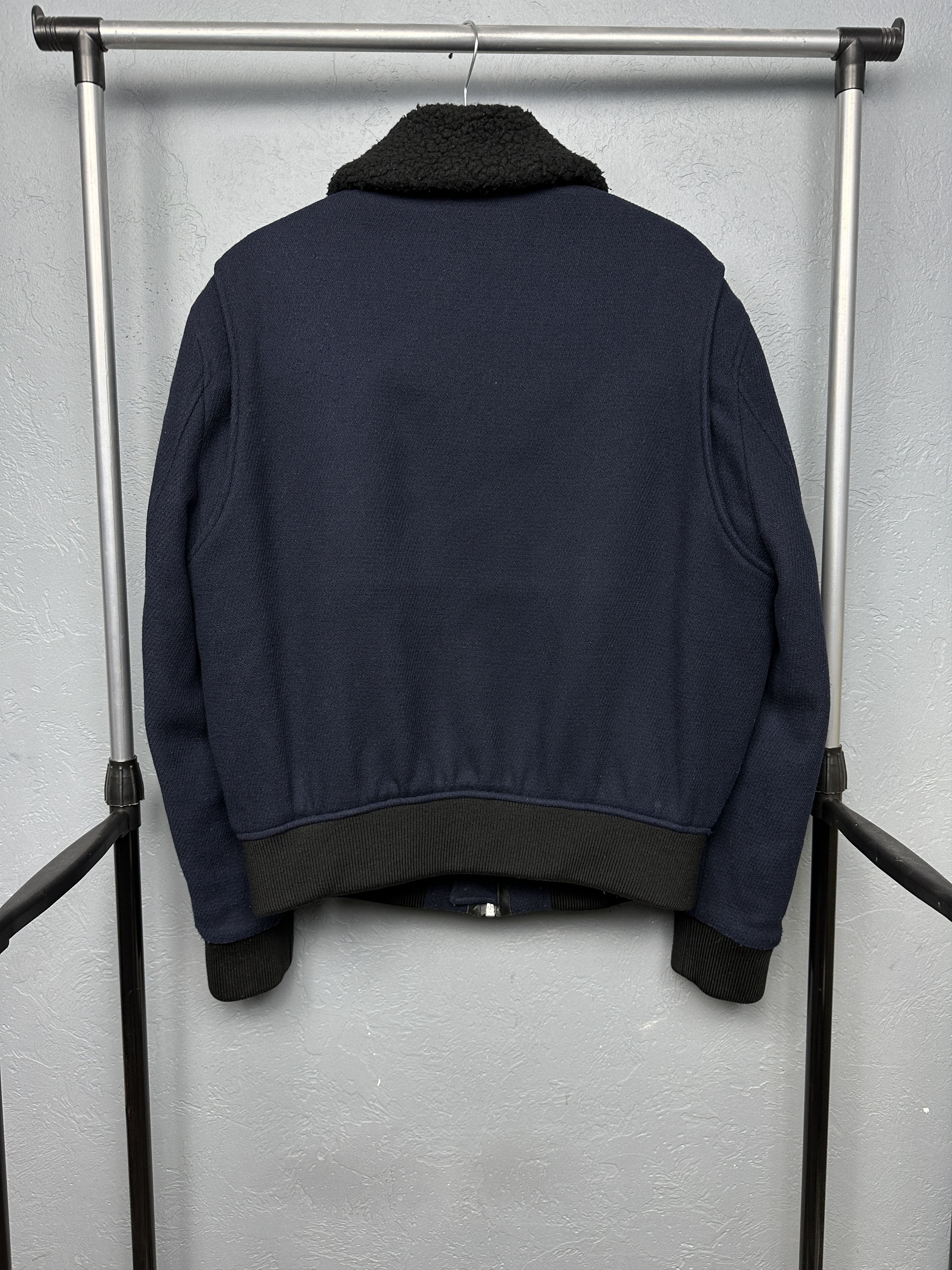 The Kooples The Kooples Navy Wool Bomber Jacket Leather Trim Fur Collar Size US L / EU 52-54 / 3 - 7 Thumbnail