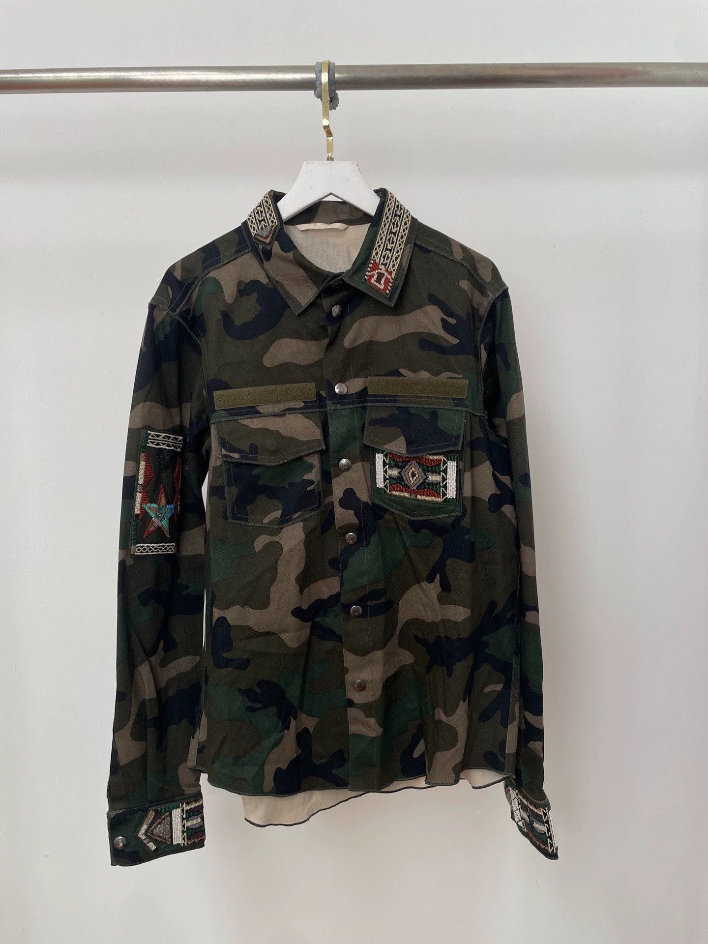 Valentino Valentino Beaded Camouflage Star Shirt Jacket Size US M / EU 48-50 / 2 - 1 Thumbnail