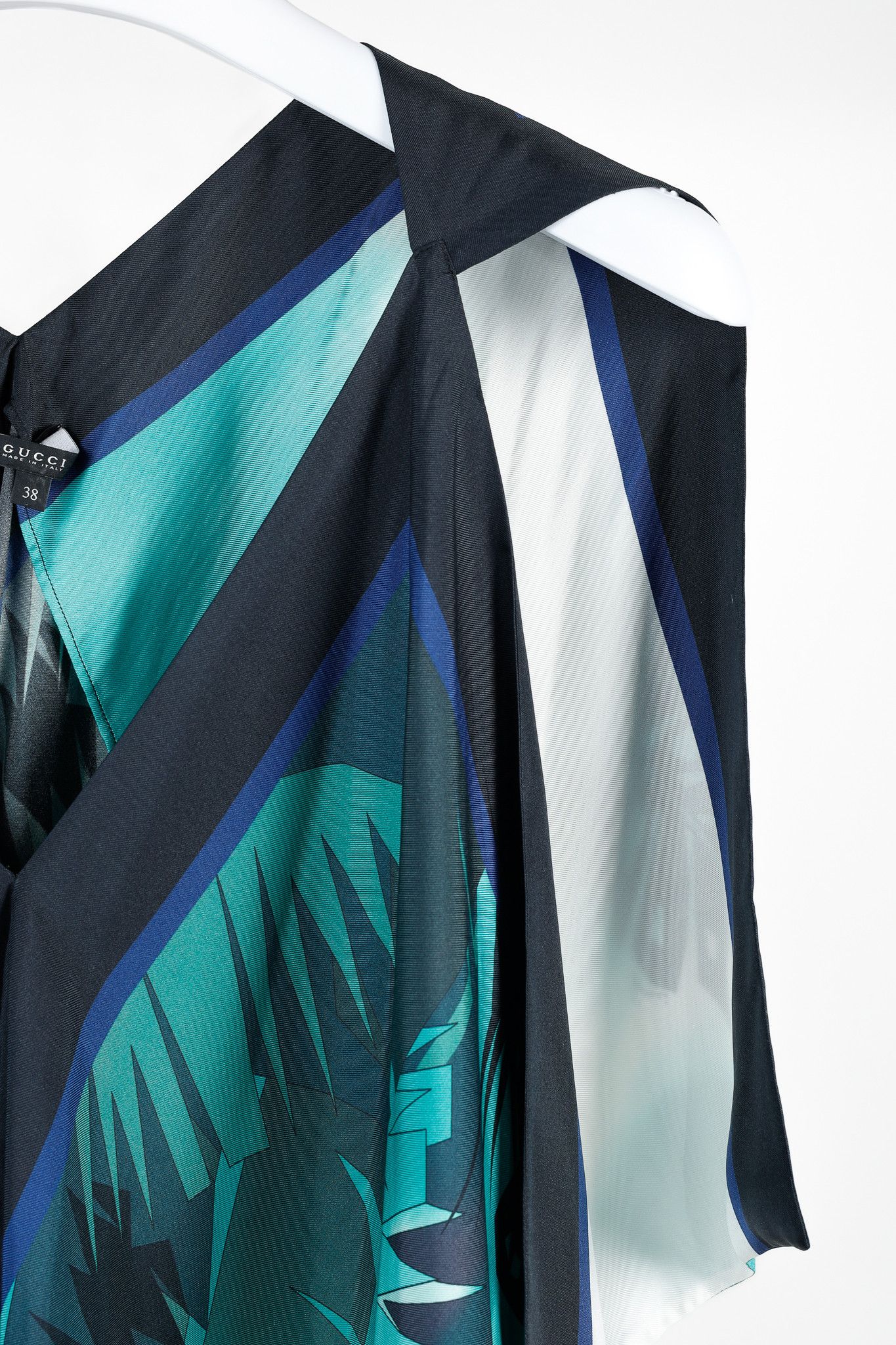 Gucci Gucci SS/09 Runway Teal Geometric Silk Scarf Top Size XS / US 0-2 / IT 36-38 - 5 Thumbnail