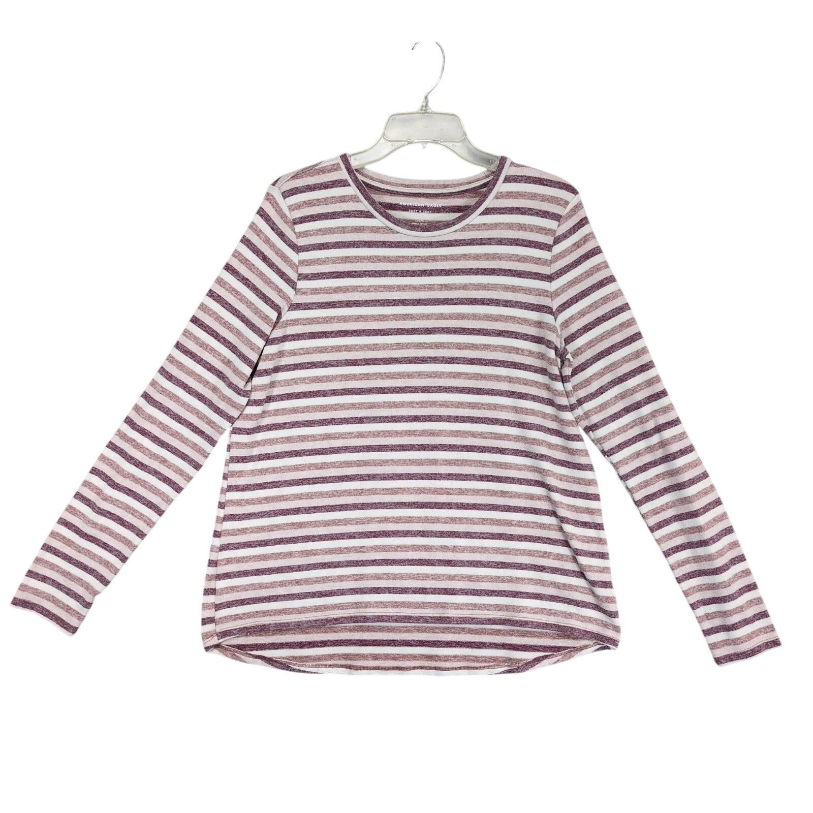 American Eagle Outfitters American Eagle Soft & Sexy Plush Women's L Striped Top Size L / US 10 / IT 46 - 1 Thumbnail