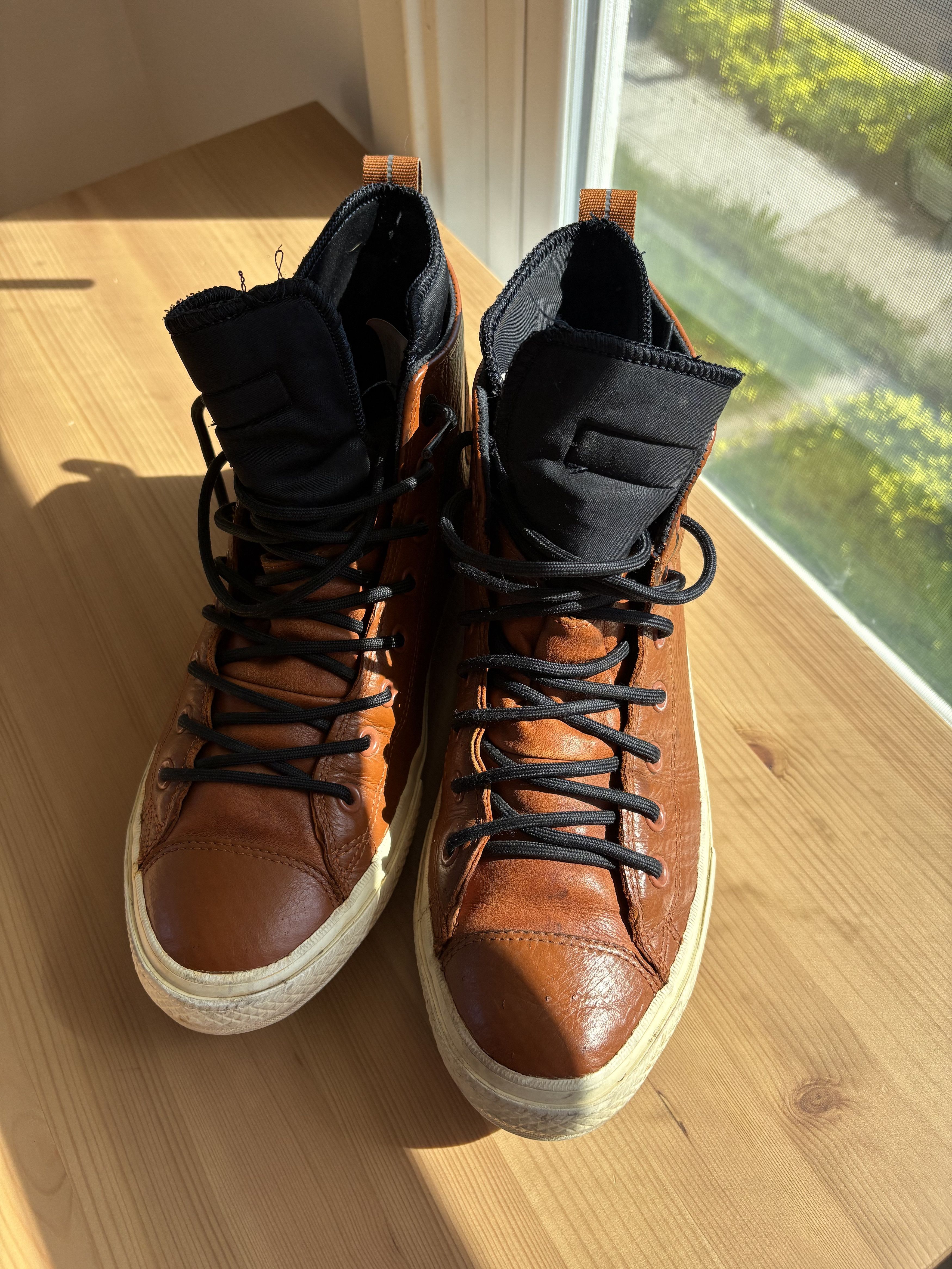 CONVERSE ALL STAR CHUCK TAYLOR LEATHER HOLLIS HI brown saddle 8.5 mens shoes Converse × Leather Chuck Taylor Hi Hollis Brown Pinecone  main image 3