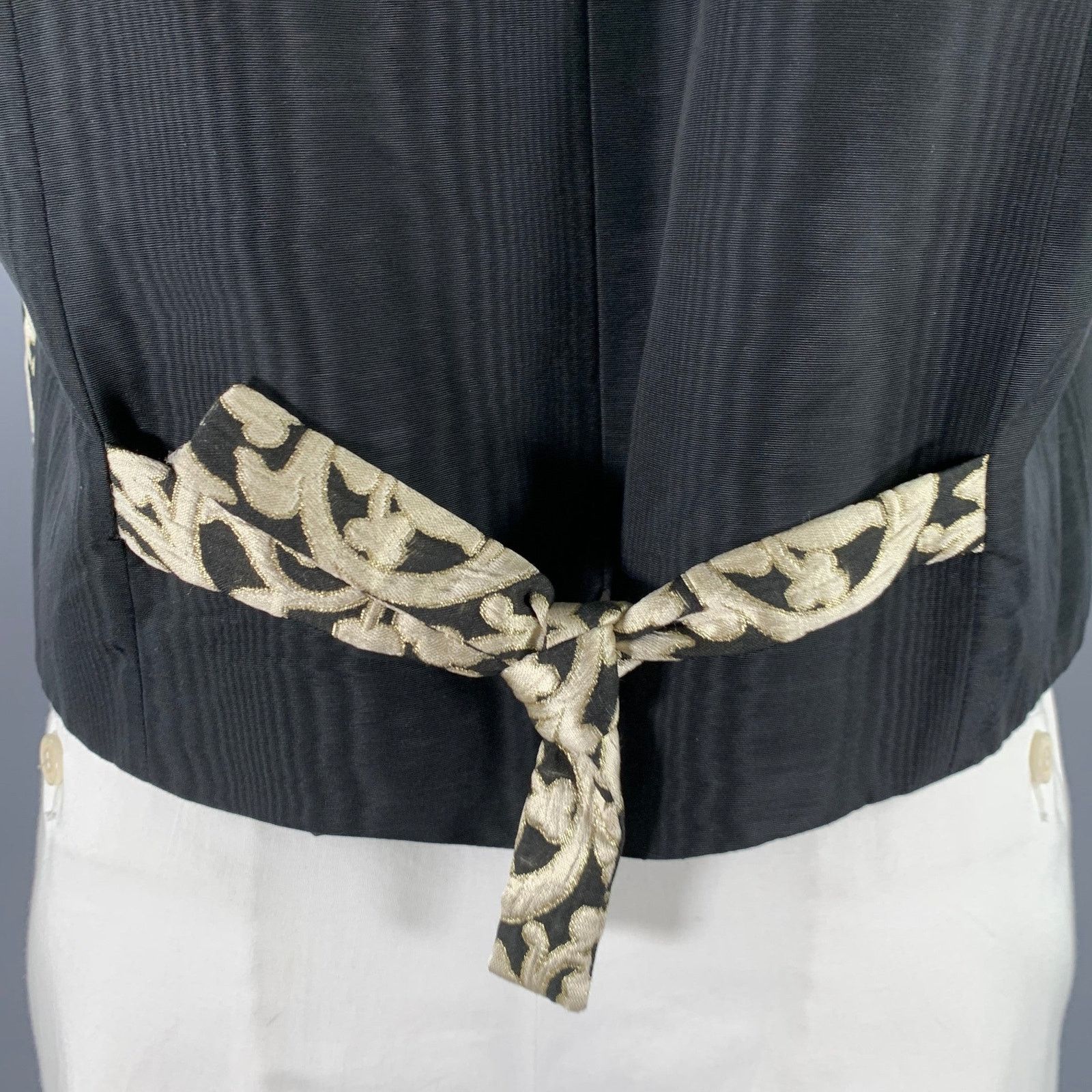 Other L'ESCALIER D'ARGENT Size 46 Gold Black Damask Jacquard Vest Size 46R - 4 Thumbnail