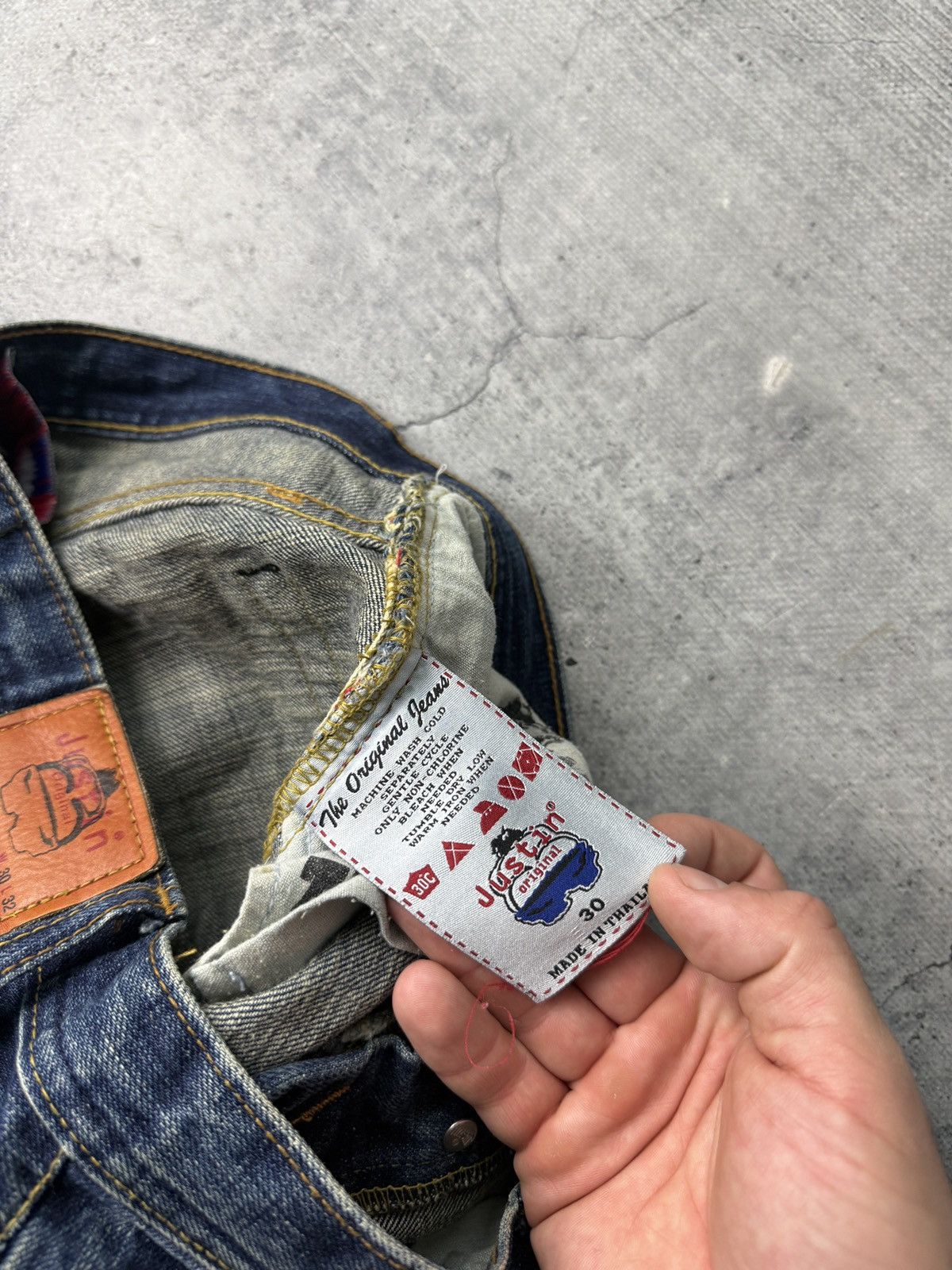 Japanese Brand Vintage Justin New York Flared Selvedge Jeans Size US 30 / EU 46 - 9 Thumbnail