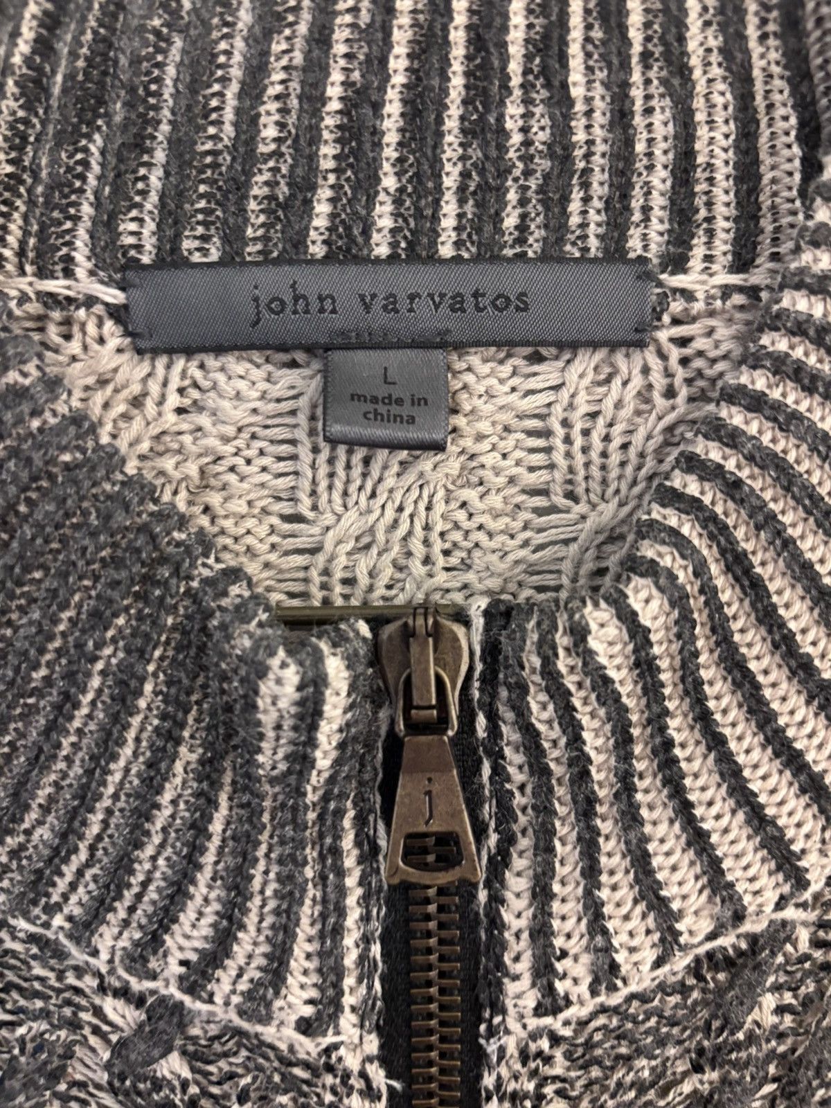 John Varvatos John Varvatos Men’s foil cable knit zipper cardigan sweater Size US L / EU 52-54 / 3 - 2 Thumbnail