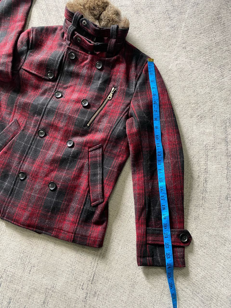 If Six Was Nine Rattle Trap Wool Plaid Rabbit Fur Collar Peacoat Jacket Size US M / EU 48-50 / 2 - 15 Thumbnail