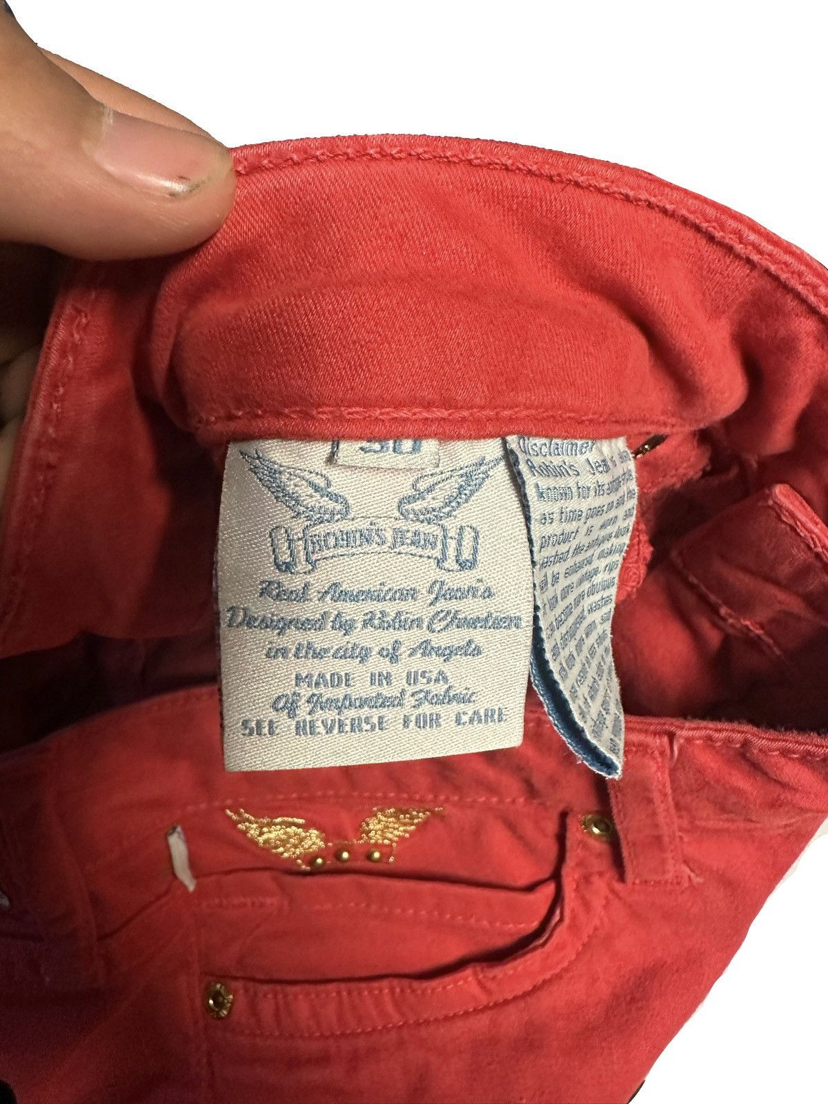 Robins Jeans ROBINS JEANS RED W/GOLD EMBROIDERY Size 30" / US 8 / IT 44 - 6 Thumbnail