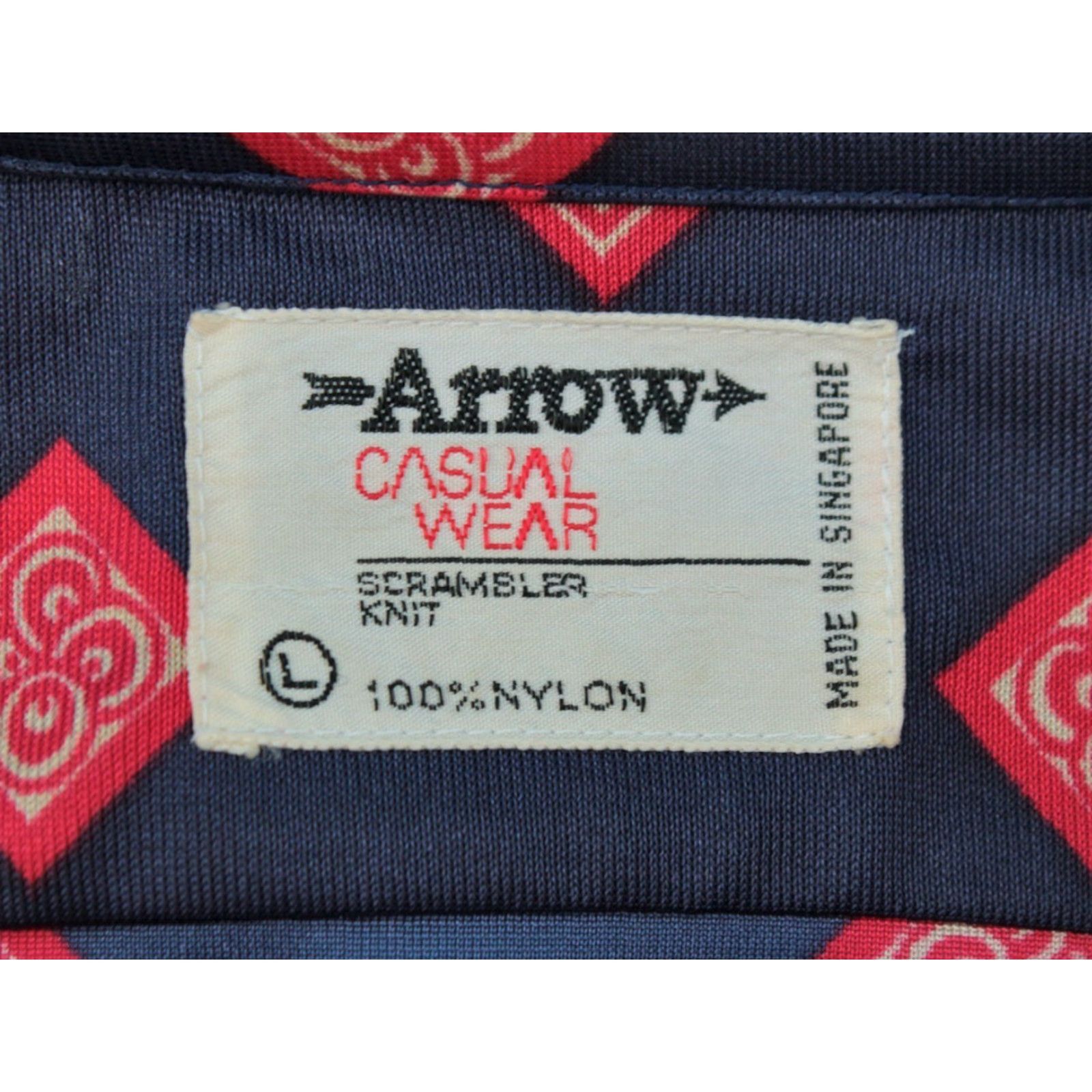 Arrow Arrow Shirt 70s Disco Dark Blue Red Sz L VTG 1970s Polyester Button-Front Mens Size US L / EU 52-54 / 3 - 5 Thumbnail