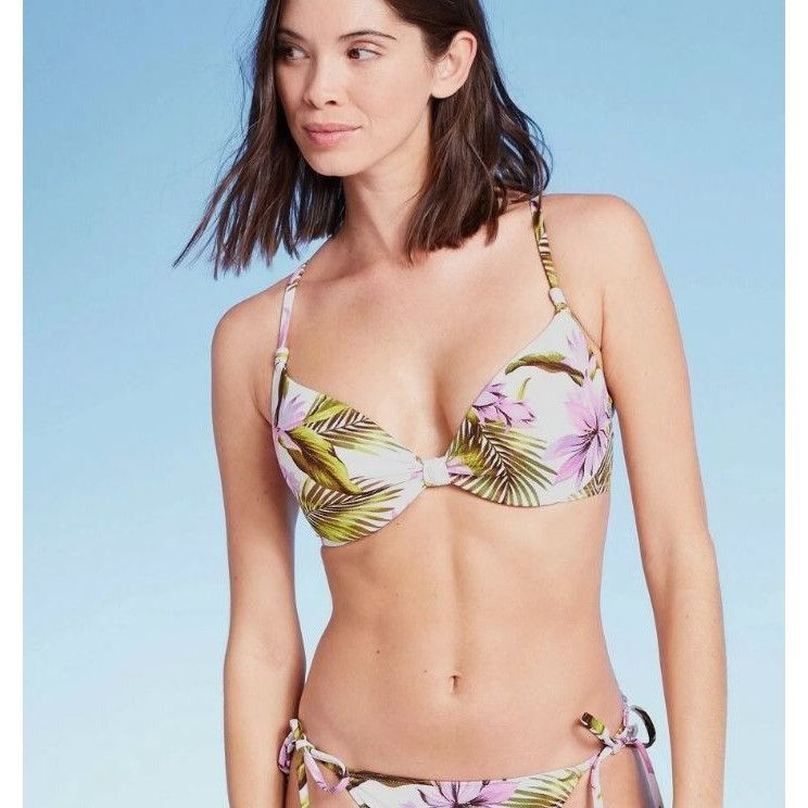Other Womens Lightly Lined Textured Bikini Top By Shade & Shore Fl Size ONE SIZE - 1 Thumbnail