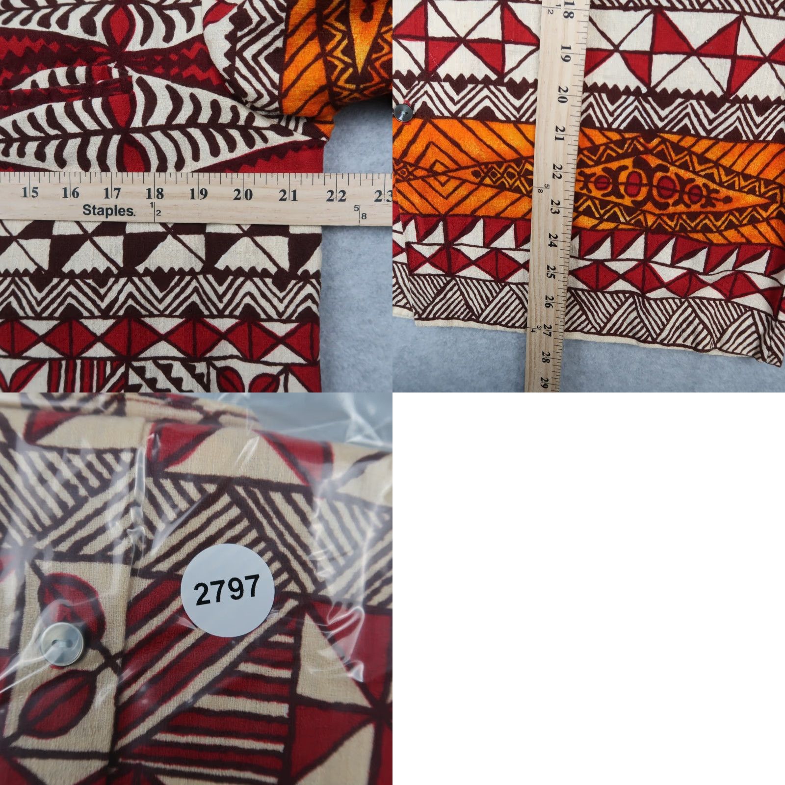Vintage VINTAGE Malihini Hawaii Hawaiian Shirt Mens M/L Geometric Loop Collar Button Size US M / EU 48-50 / 2 - 8 Thumbnail