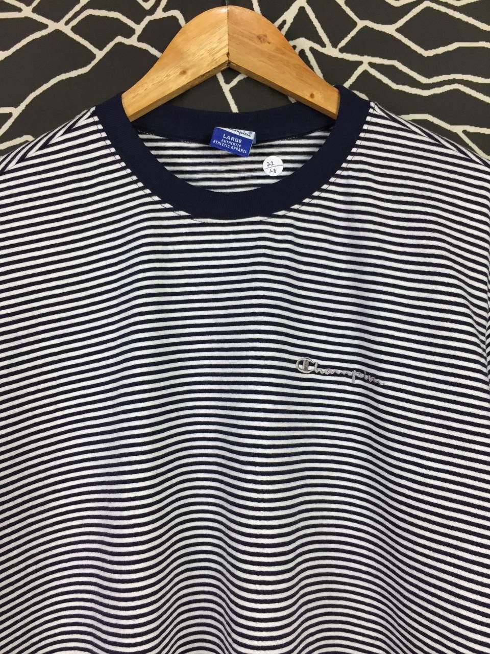Champion × Vintage Vtg Champion Authentic Athletic Apparel Striped Tee Size US L / EU 52-54 / 3 - 3 Thumbnail
