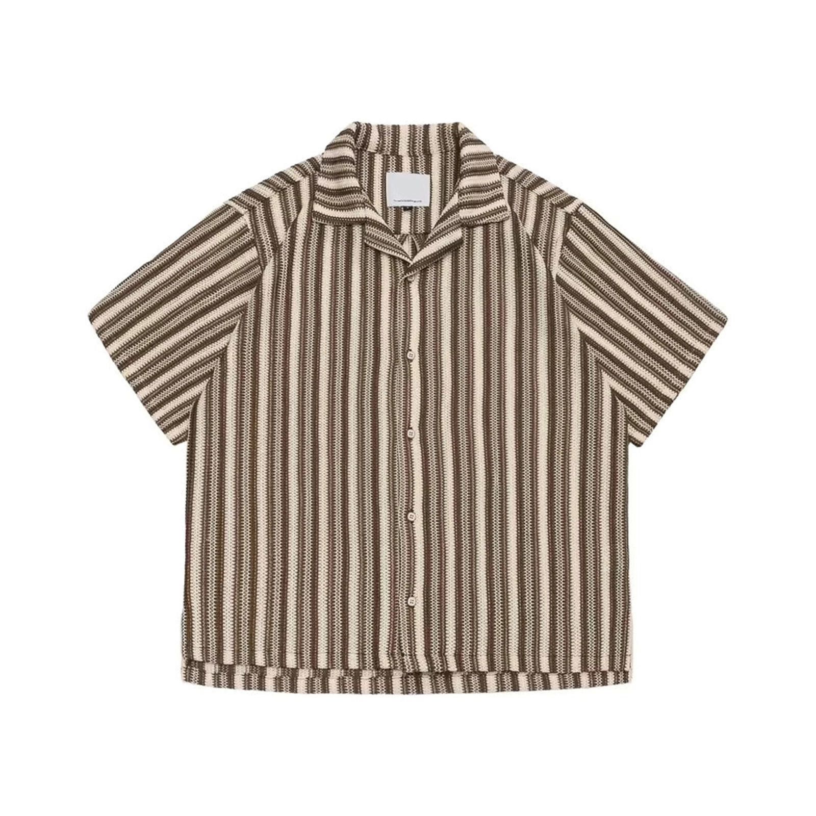 Other Stylish Brown Striped Short Sleeve Shirt Size US XL / EU 56 / 4 - 1 Thumbnail