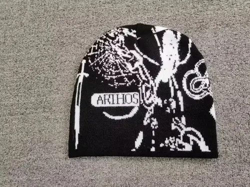 Other Spider Web Sword Graphic No Cuff Beanie Hat Black Size ONE SIZE - 1 Thumbnail