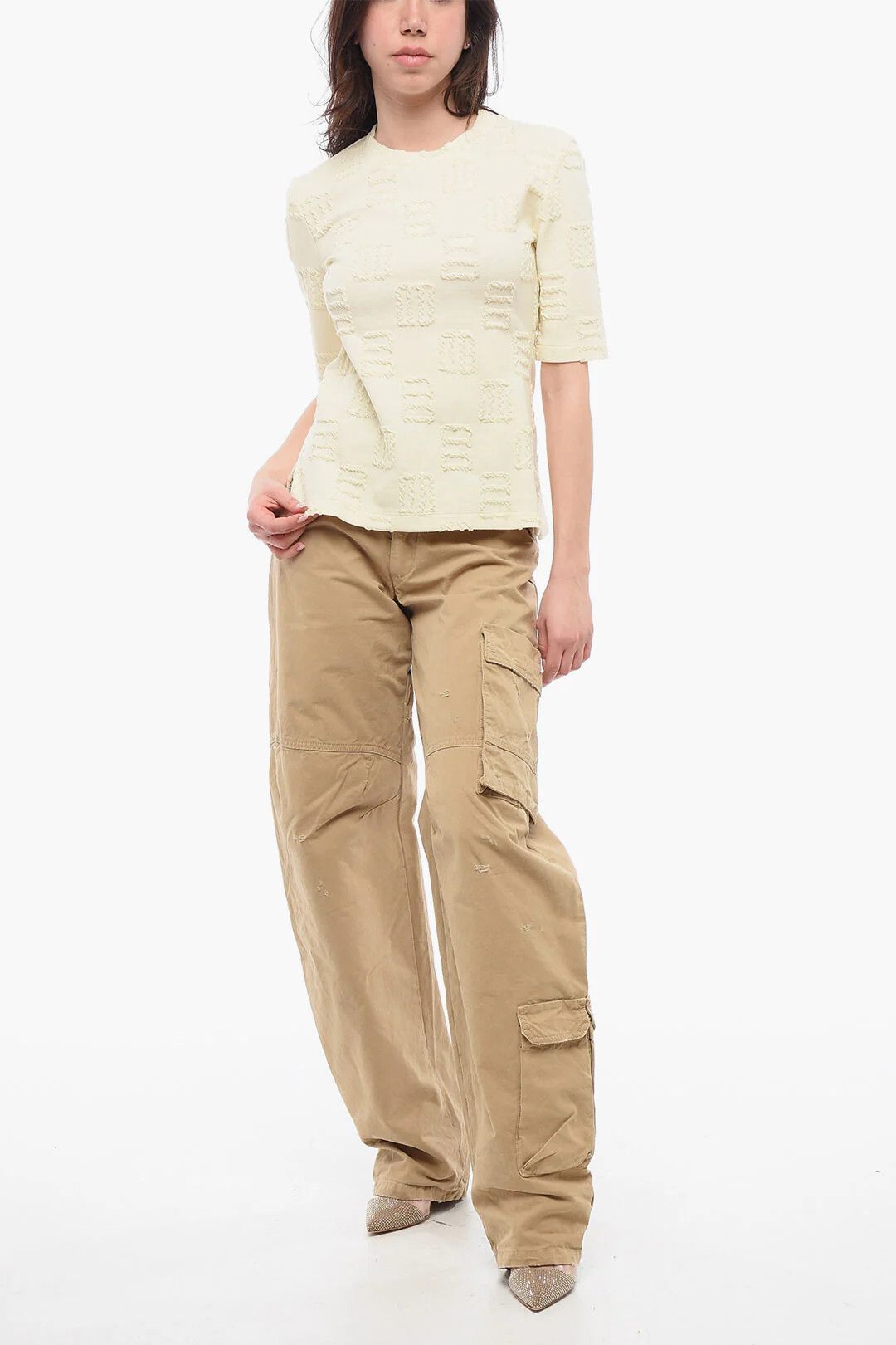 Ambush Design og1mm0426 Crewneck T-Shirt in Beige Size XS / US 0-2 / IT 36-38 - 4 Thumbnail